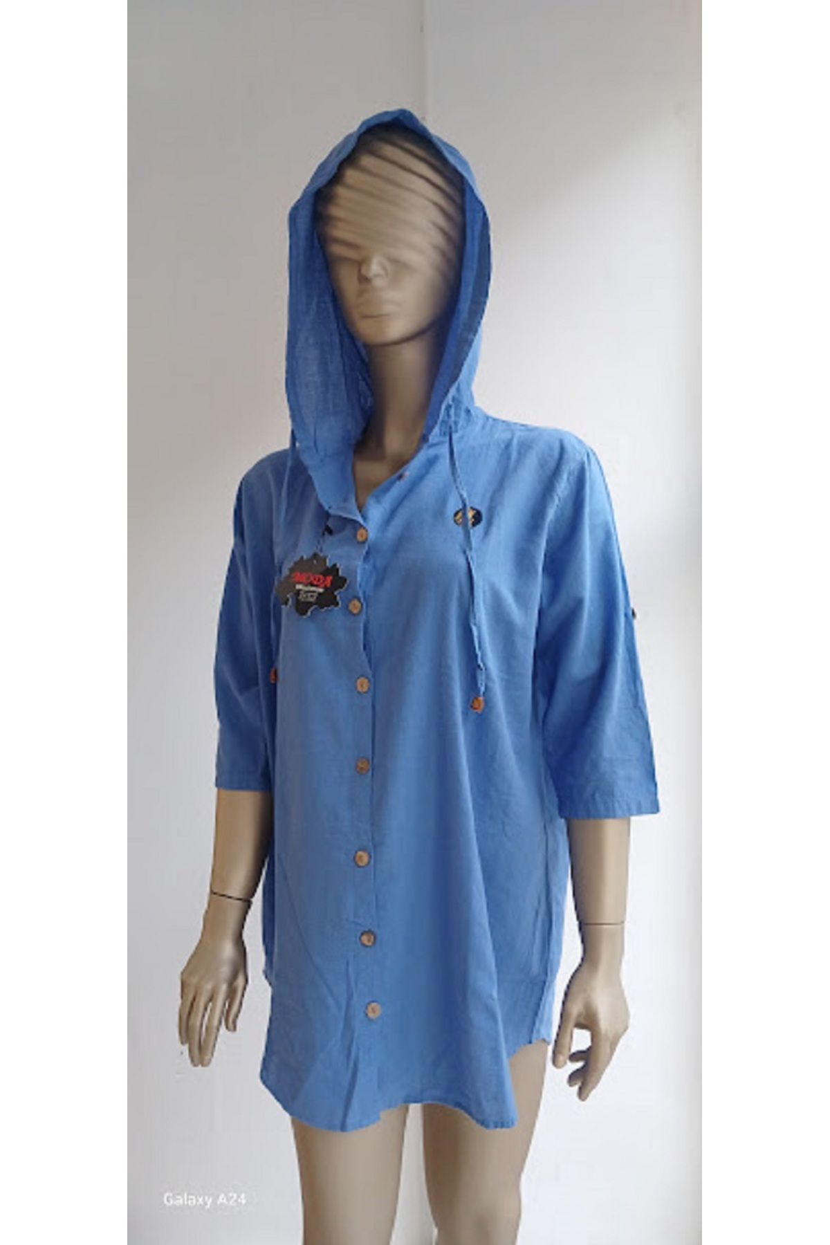 MODA kapuşonlu keten tunik