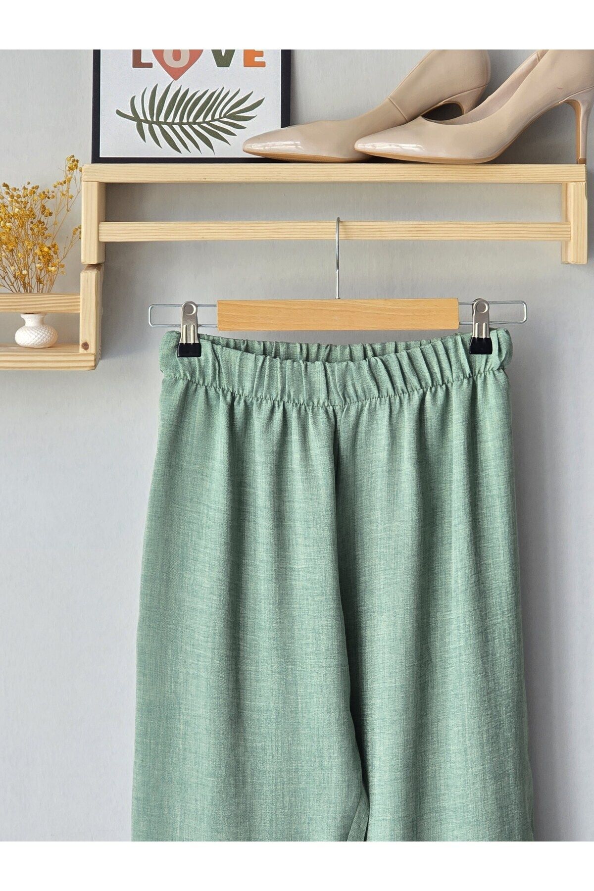 ENDAMIM-Linen Pants Large Size Comfortable Fit Without Pockets Elastic Waist 3