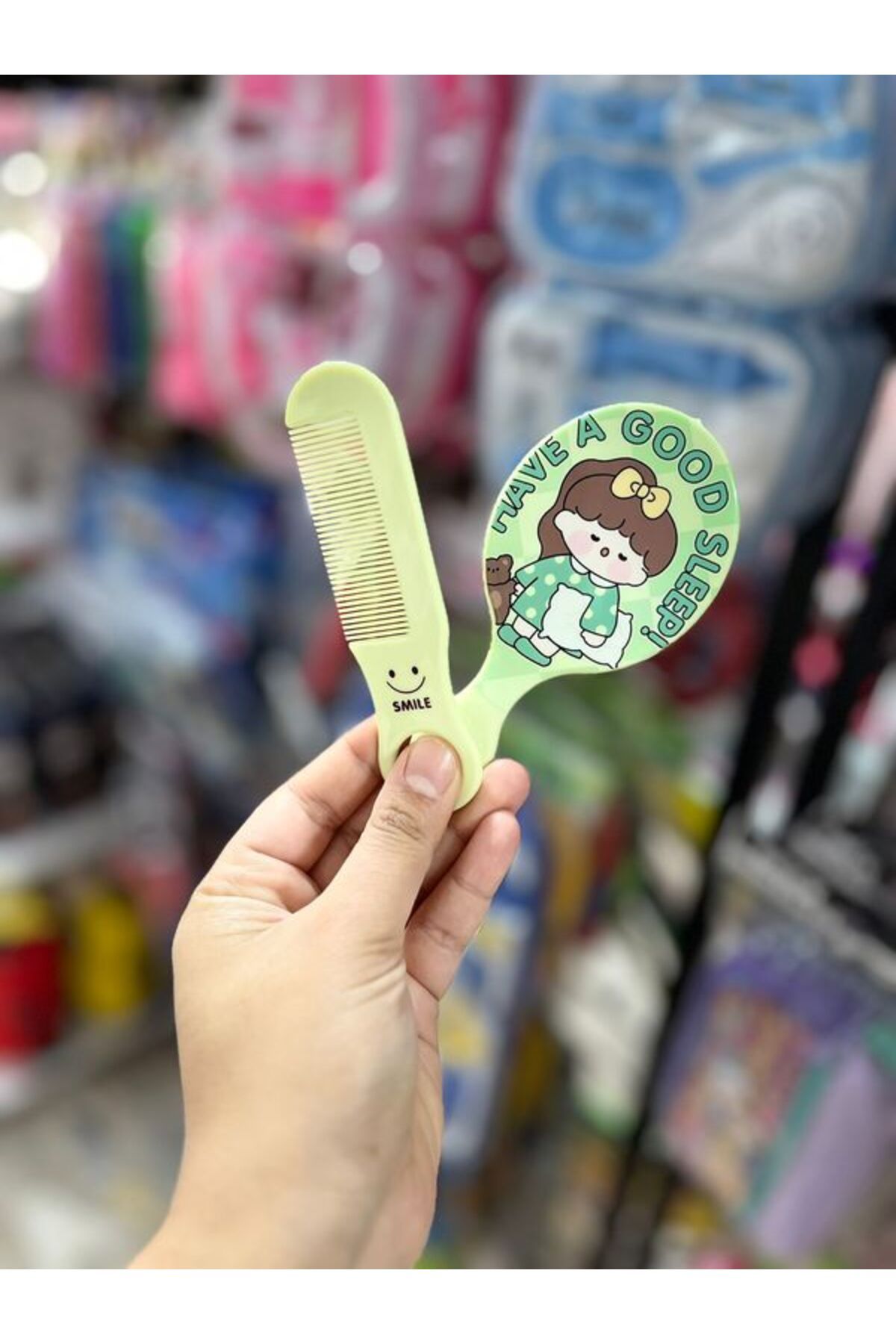 EyER Shoping Çocuk Tarak Ayna Seti Küçük Boy Yeşil