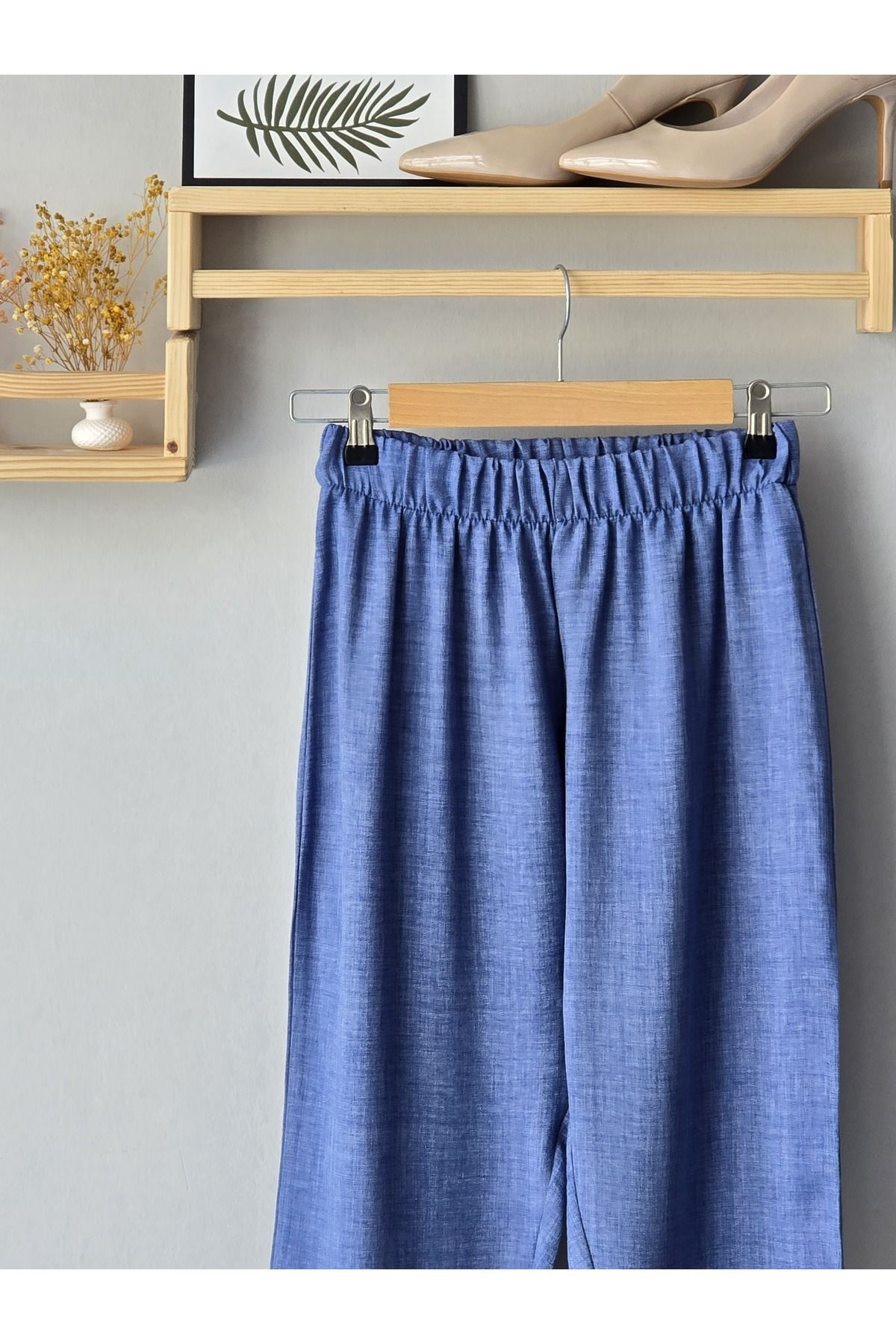 ENDAMIM-Linen Pants Large Size Comfortable Fit Without Pockets Elastic Waist 3