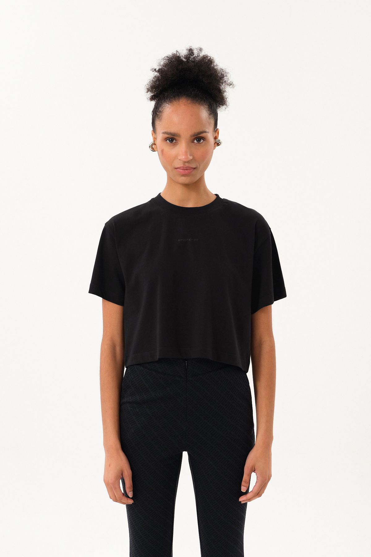 SPORTEMPT Bisiklet Yaka Kadın Crop T-Shirt
