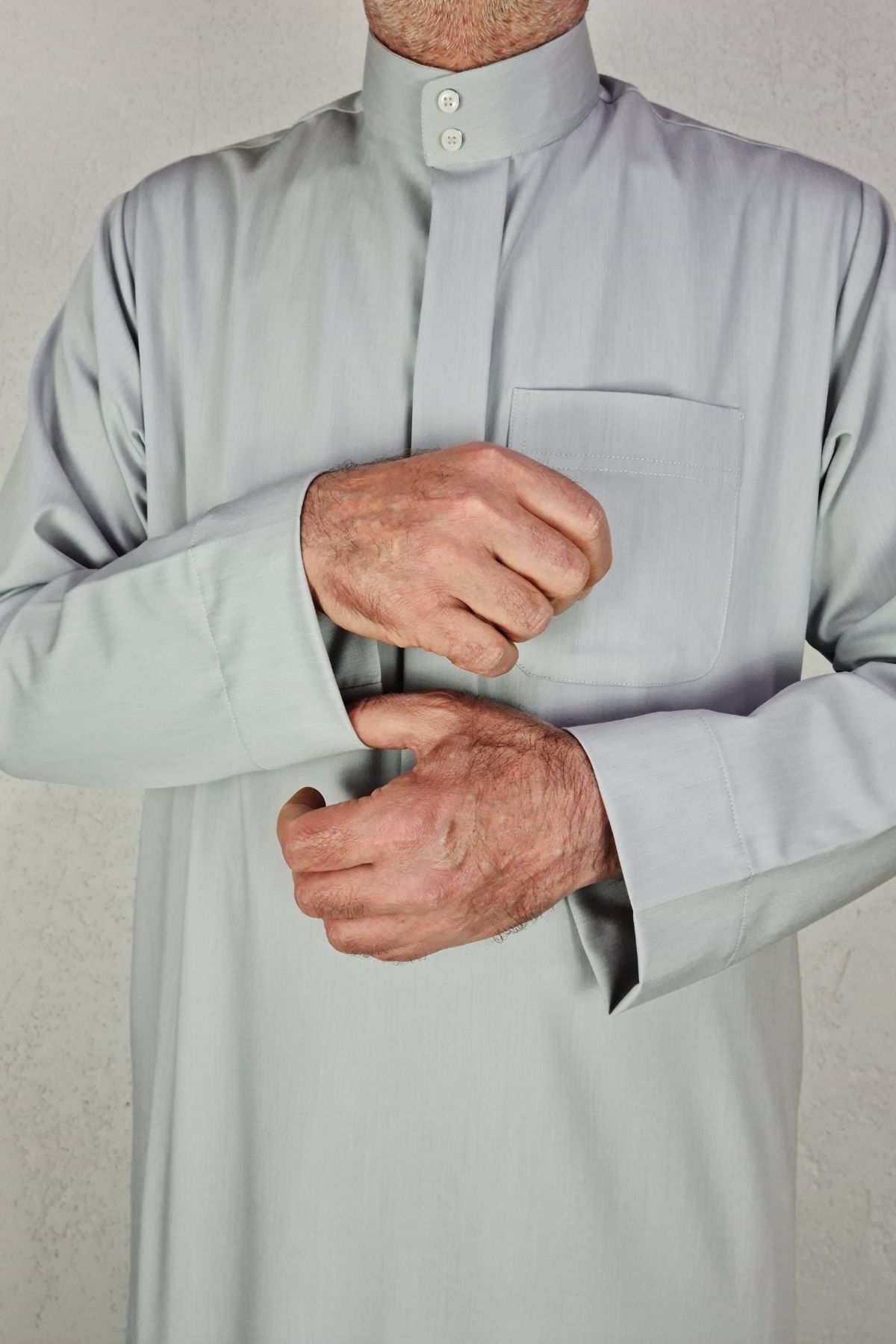 Royal Attire-Hajj Umrah Clothes/Front Buttons Hidden and Long Sleeves Without Buttons with Pockets/Prayer Robe/Men's Fistan 3