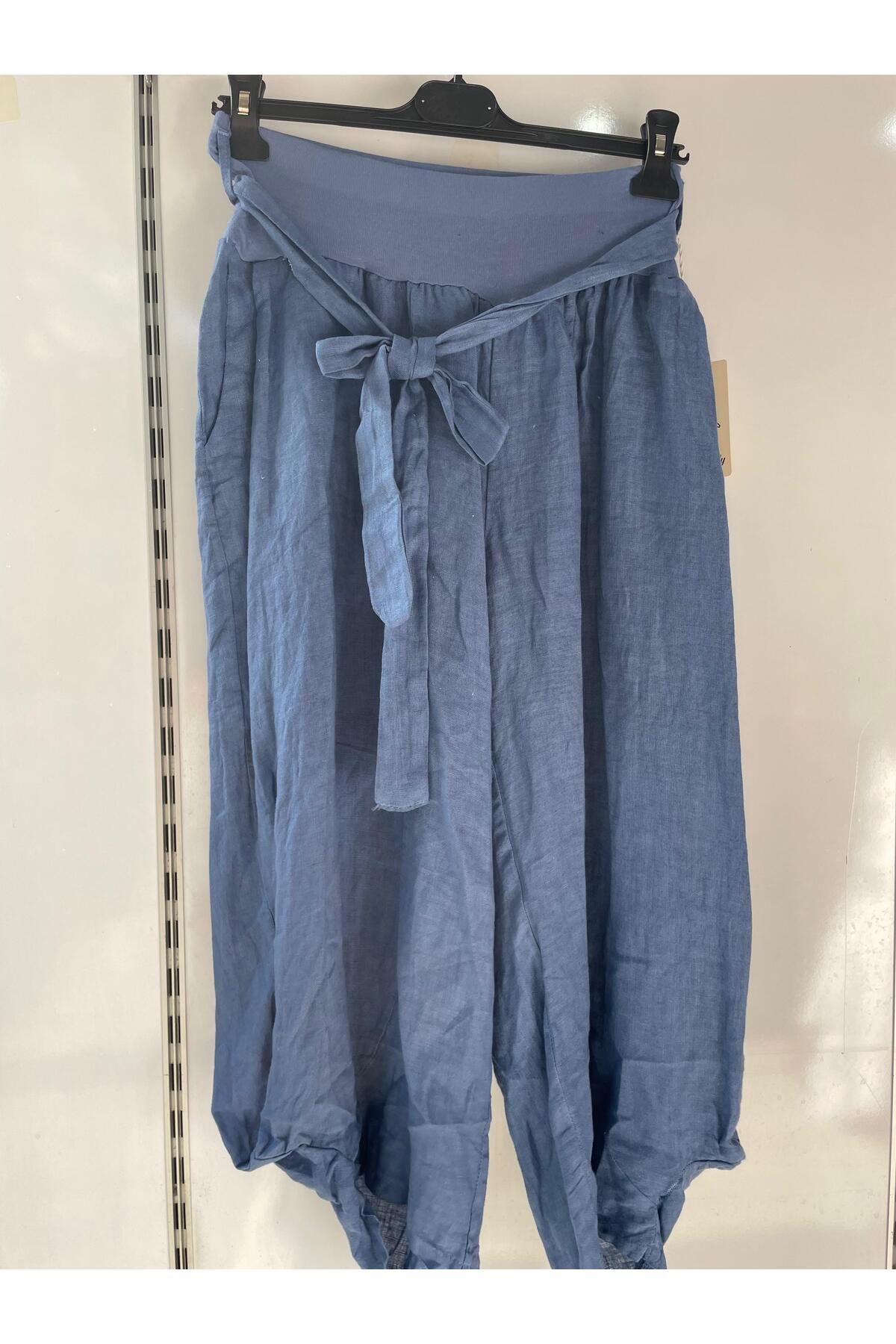Gezginimport Keten Pantolon Kemerli Ham Keten