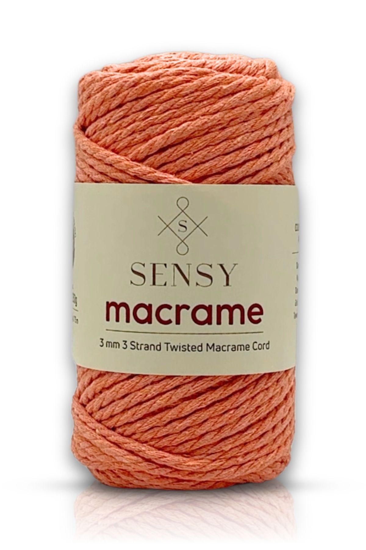 SENSY-Premium 3 Twist Cotton Combed Macrame Macrame Rope Hobby Rope Three Twist Salmon 1