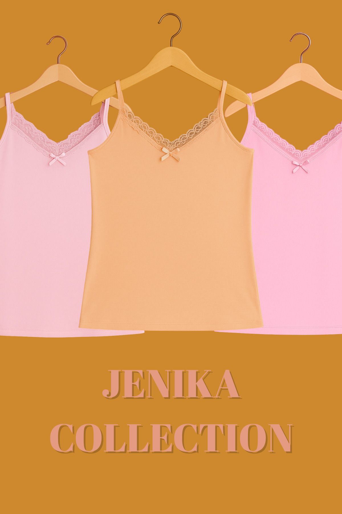 JENİKA Düz Renk Pamuklu İp Askılı Kadın 3 lü Atlet