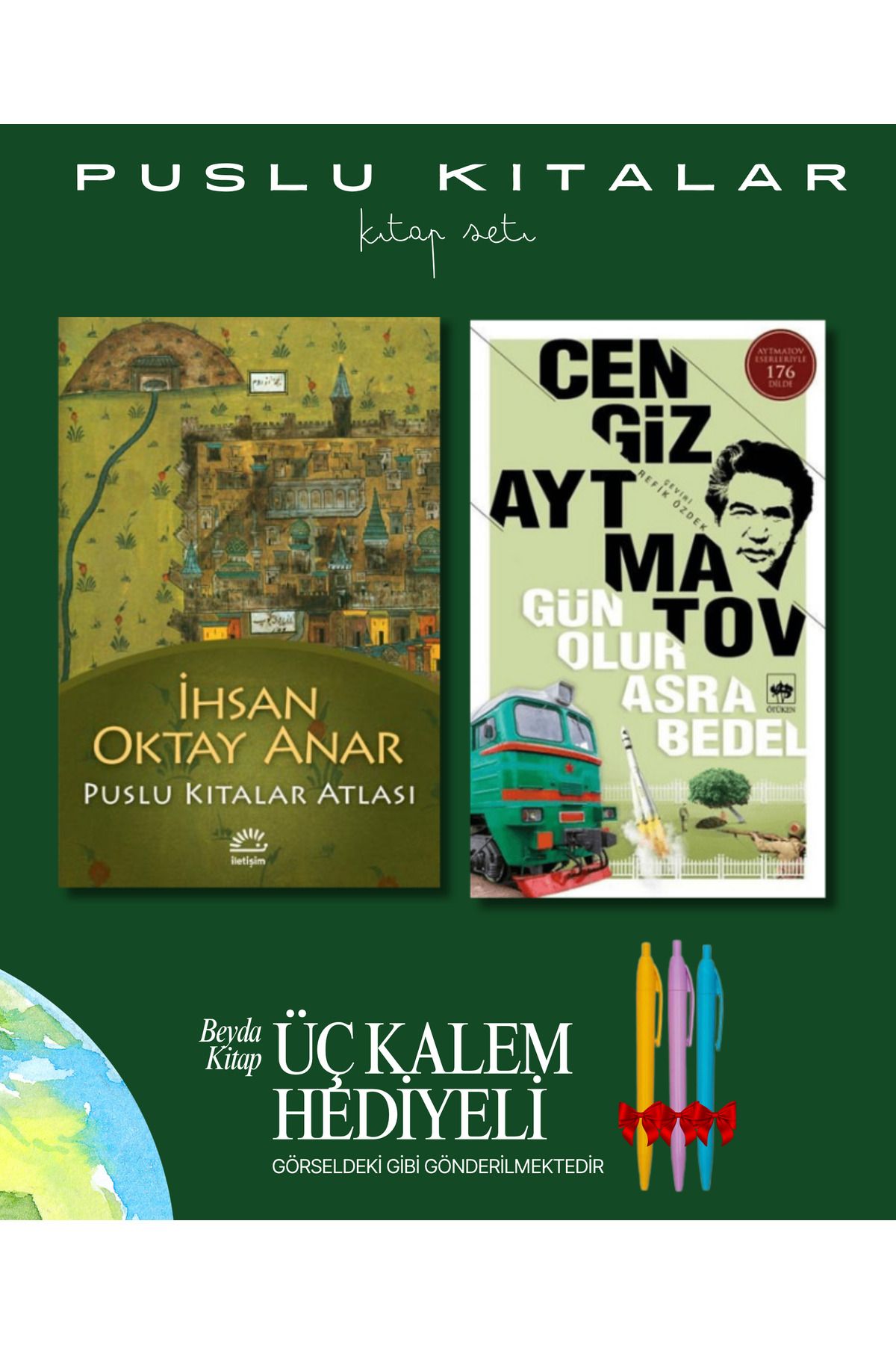 İletişim Yayınları Puslu Kıtalar Atlası - Gün Olur Asra Bedel - Kitap Seti - İhsan Oktay Anar - Kalem Hediyeli