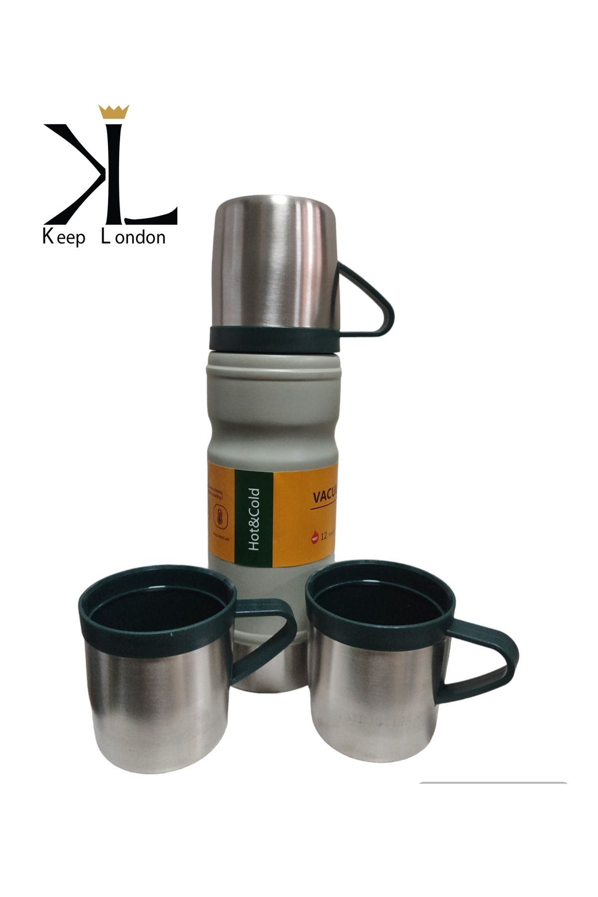 Keep London Çift Duvarlı Bardaklı Paslanmaz Çelik Termos Seti 500ML-Beyaz