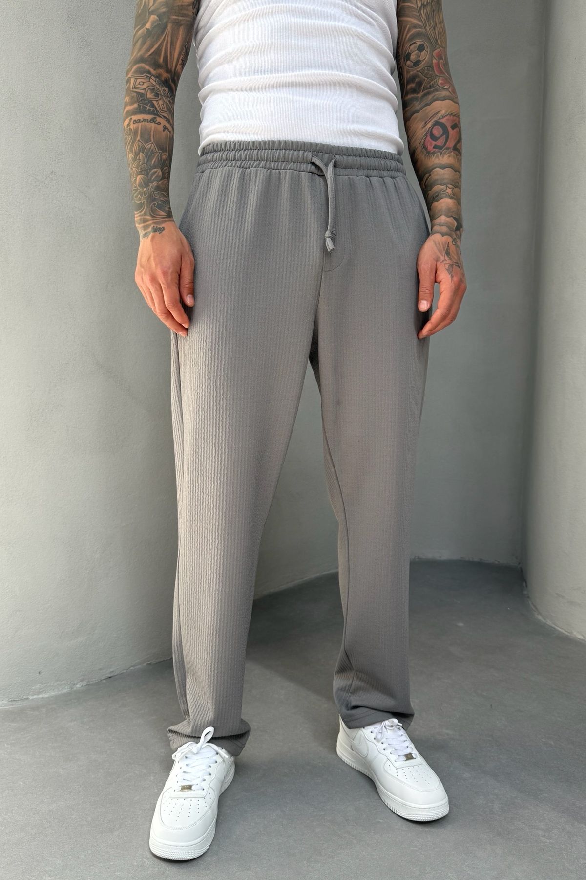 MADZEYMODA Full Likralı Süper Esnek Füme Erkek Baggy Kalıp Fitilli Jogger KE-5030