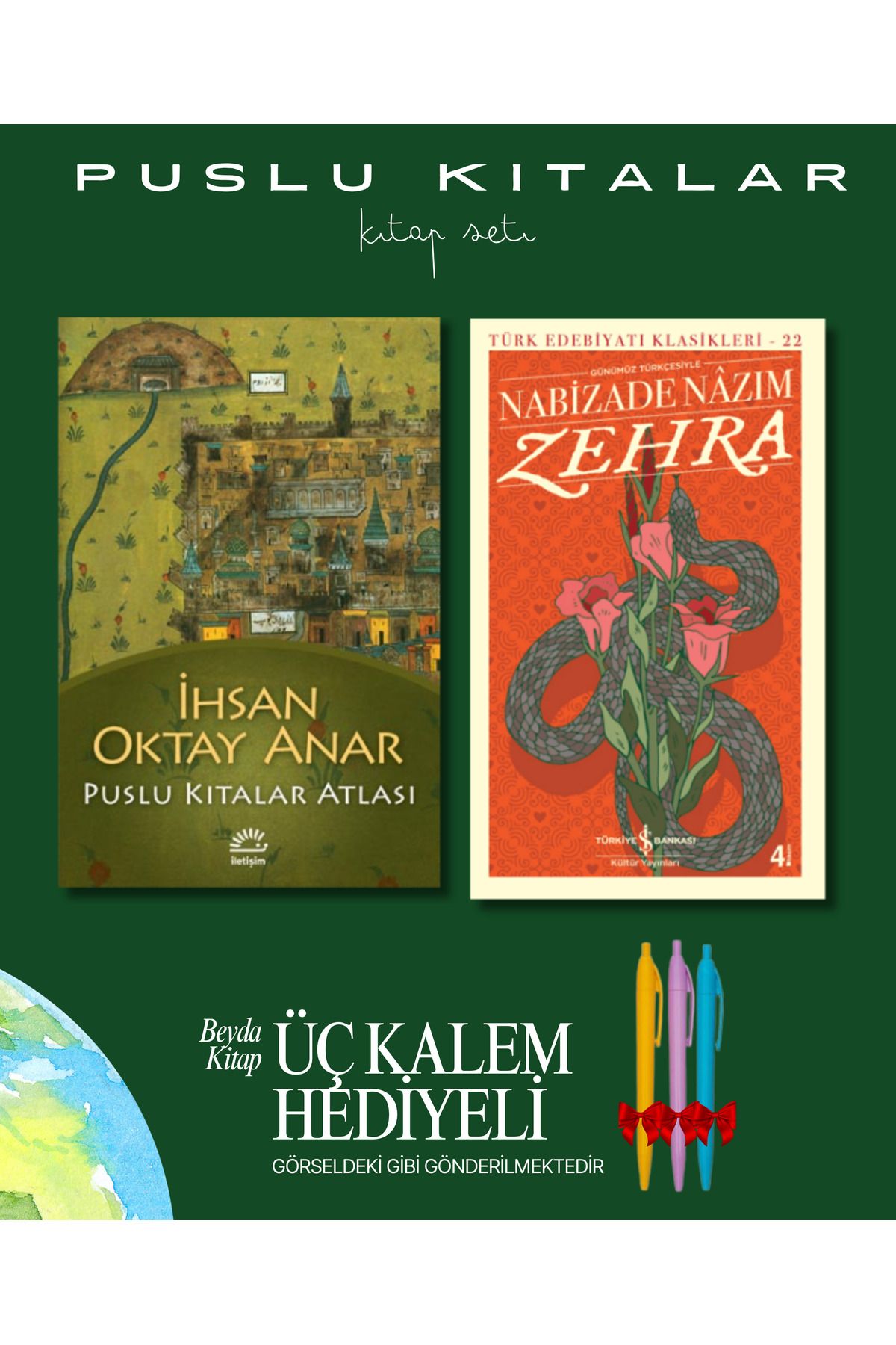İletişim Yayınları Puslu Kıtalar Atlası - Zehra - Kitap Seti - İhsan Oktay Anar - Kalem Hediyeli