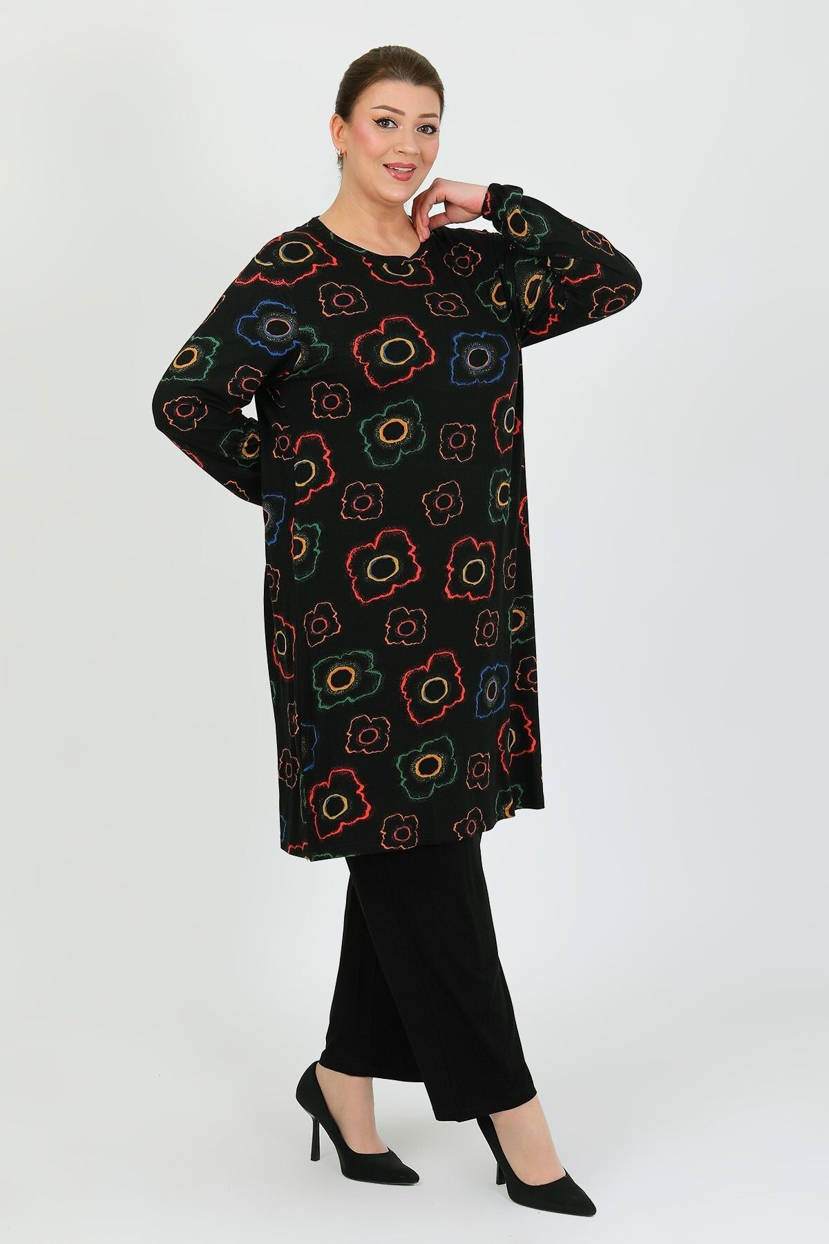 By Alba Collection-Women's Multiple Lycra Flower Pattern Large Size Double Set 2