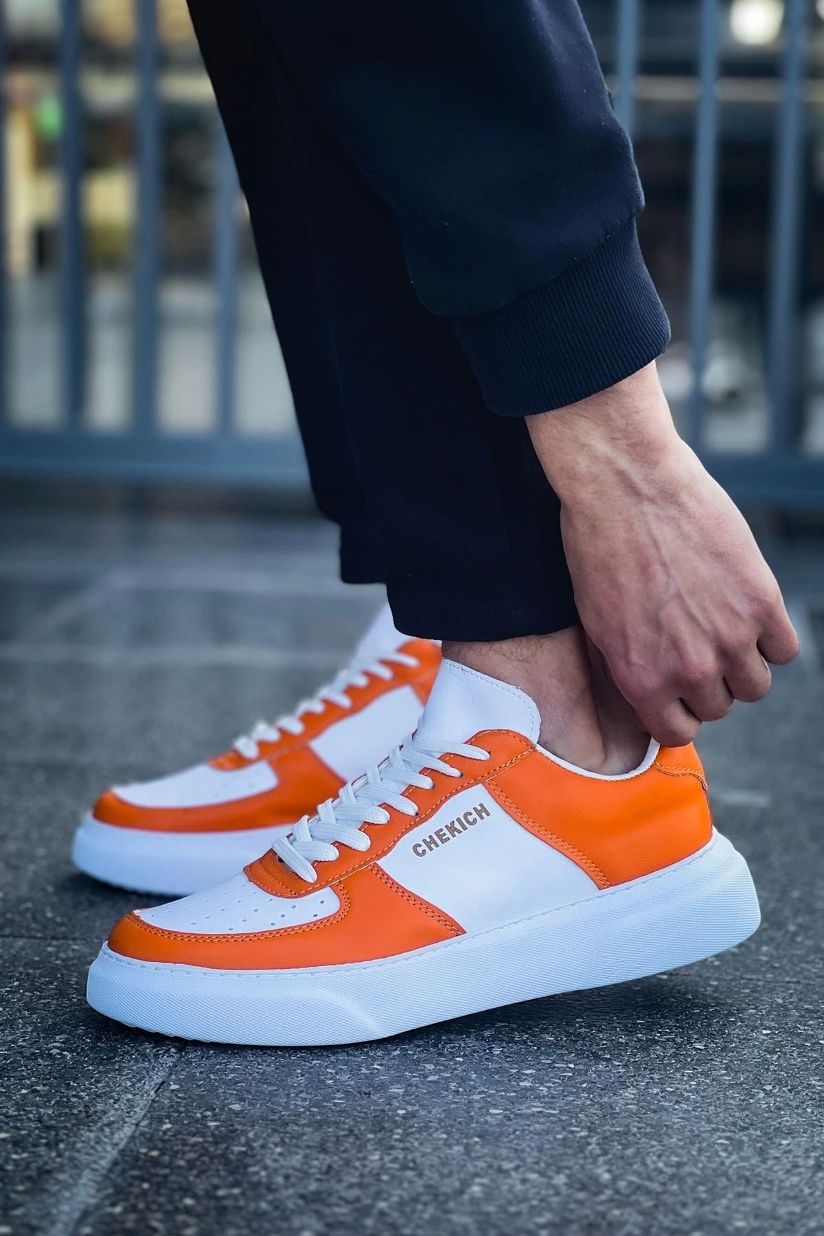 OurStyles CH087 FBT Kenton Erkek Ayakkabı Beyaz/Turuncu
