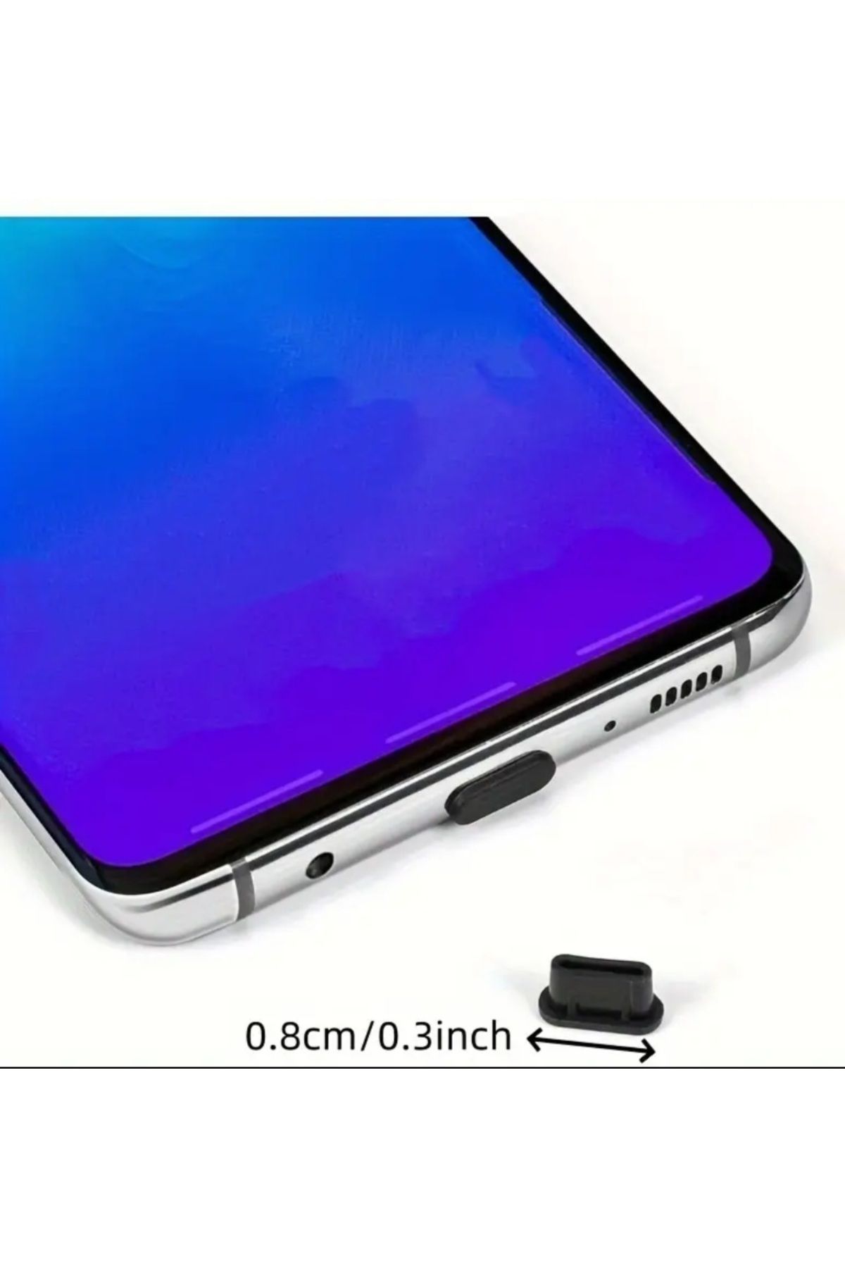 ASLANKAR Cep telefonu USB C şarj portlu cihazlar için Toz ve kir önleyici şarj soketi 2 adet siyah.