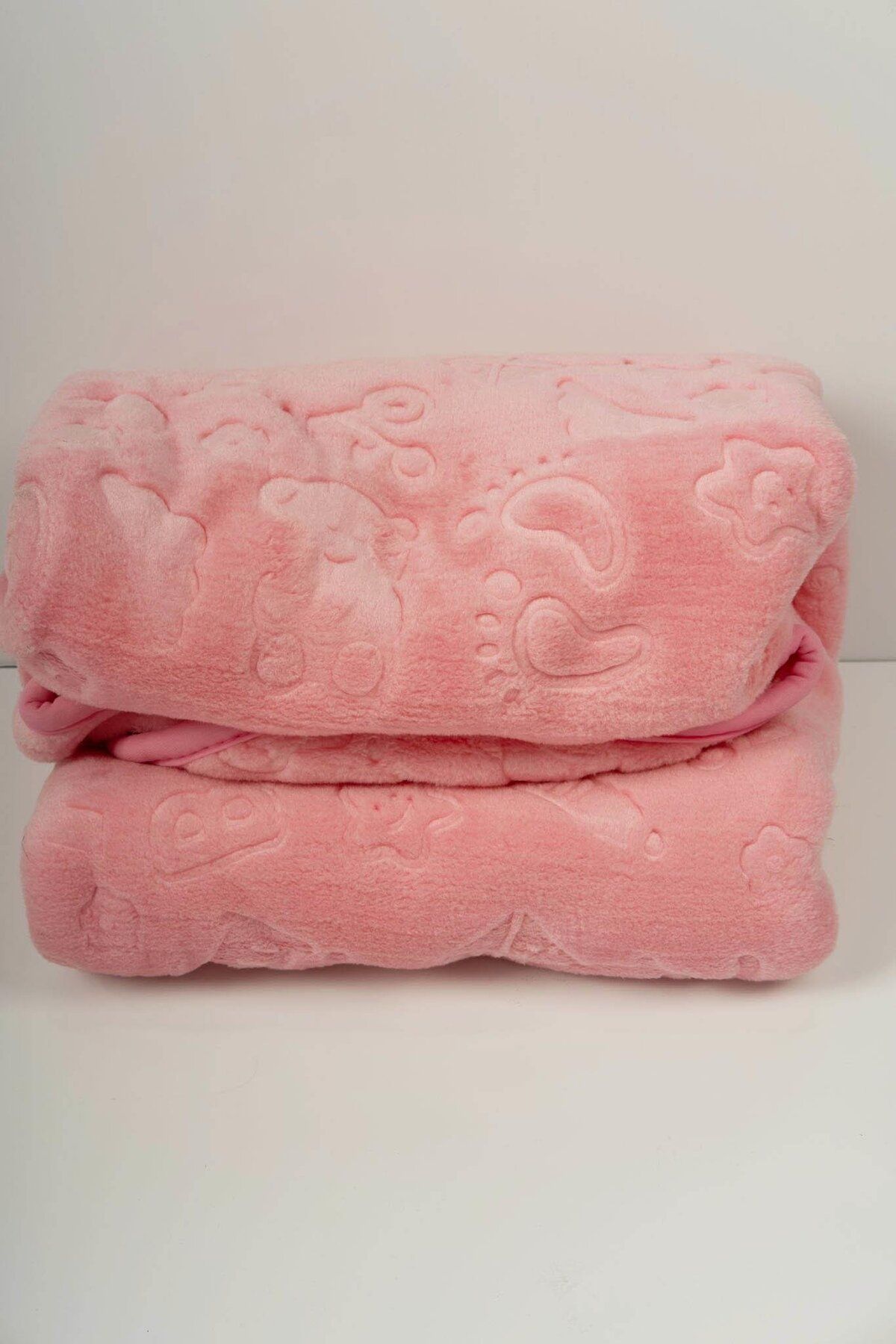 agugu Kabartma Desenli Peluş Bebek Battaniyesi Pembe
