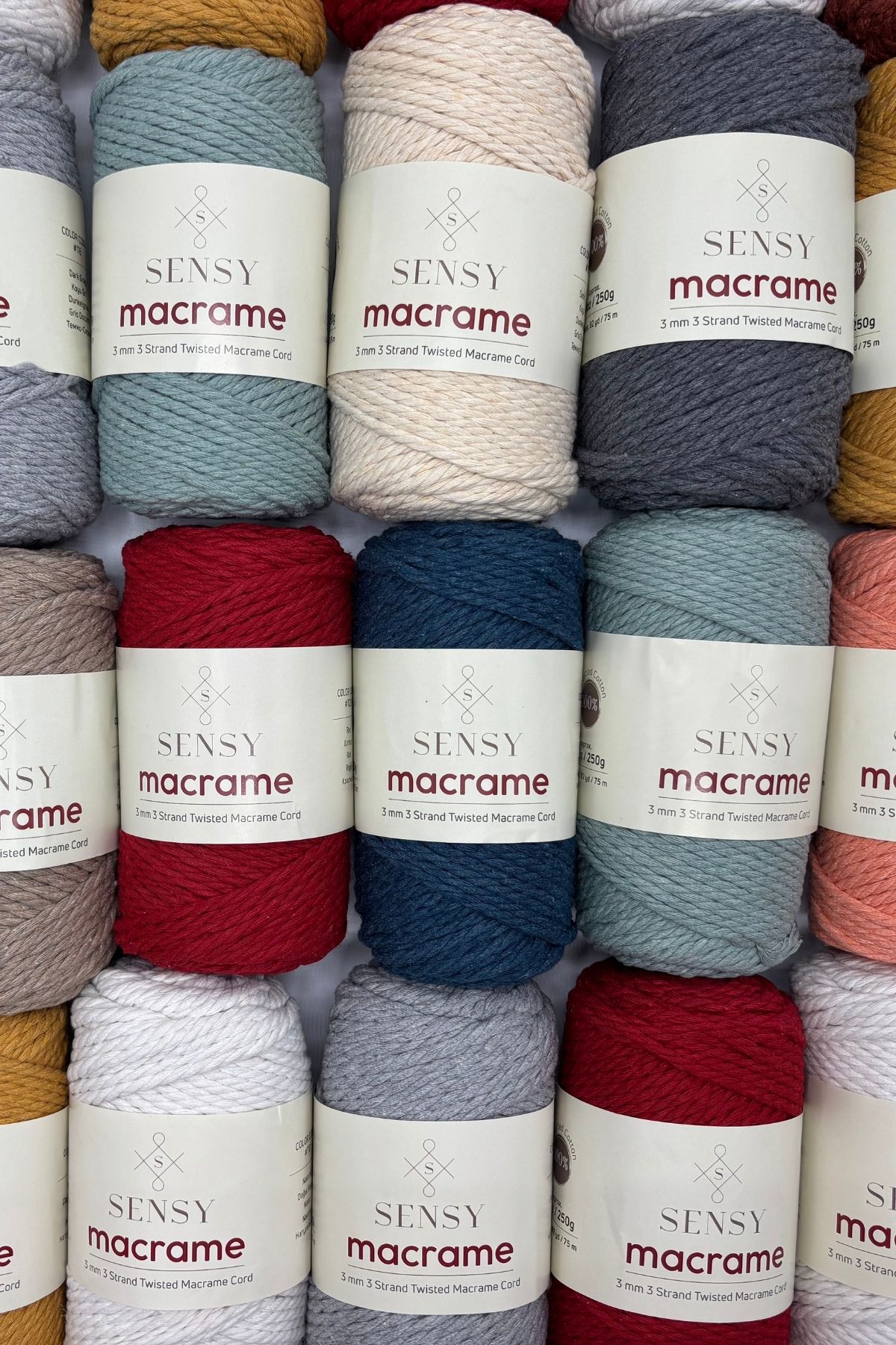 SENSY-Premium 3 Twist Cotton Carded Macrame Cardable Macrame Rope Hobby Rope Three Twist Mustard 4