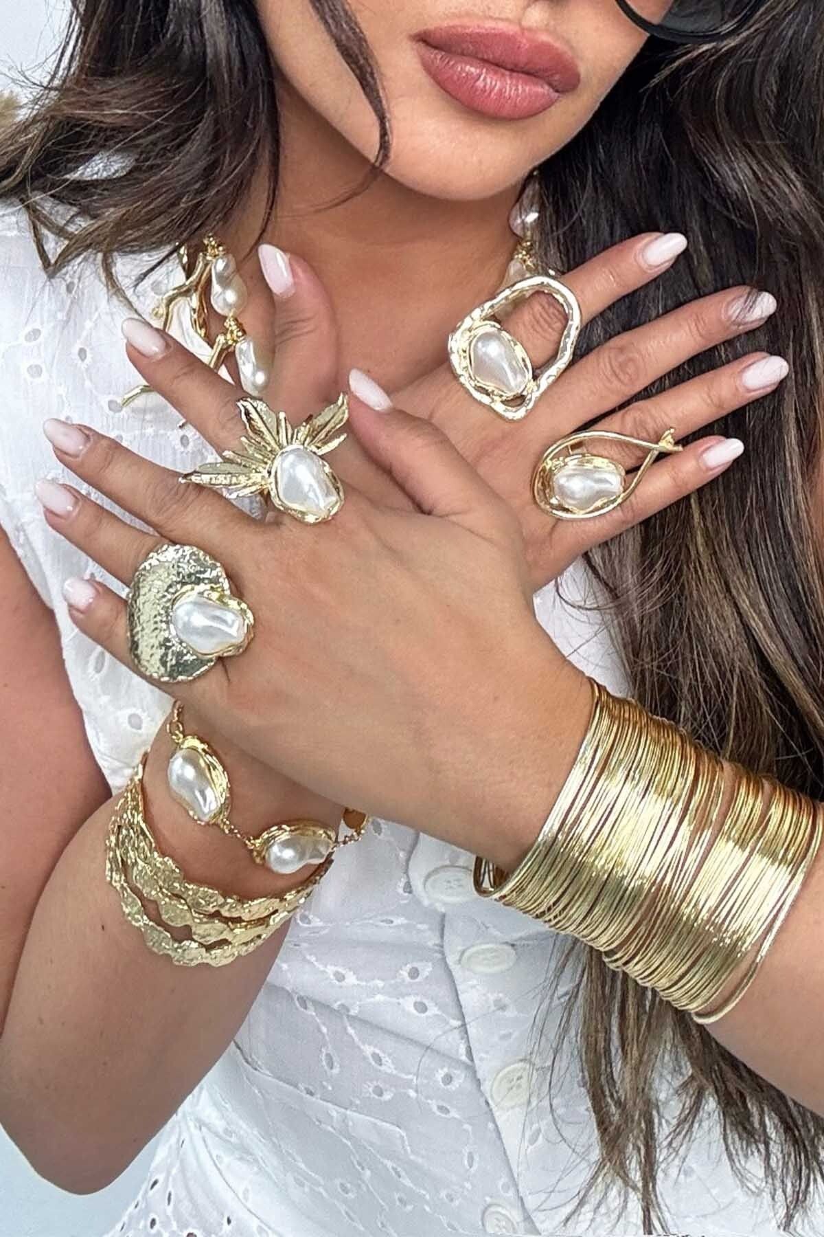 BYP Atelier İnci Dalgası Yüzük Gold