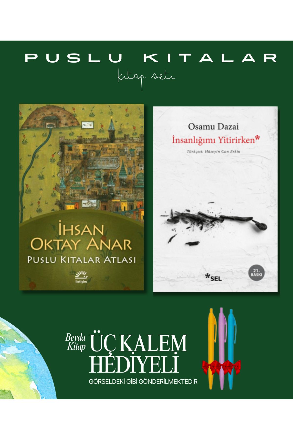 İletişim Yayınları Puslu Kıtalar Atlası - İnsanlığımı Yitirirken - Kitap Seti - İhsan Oktay Anar - Kalem Hediyeli