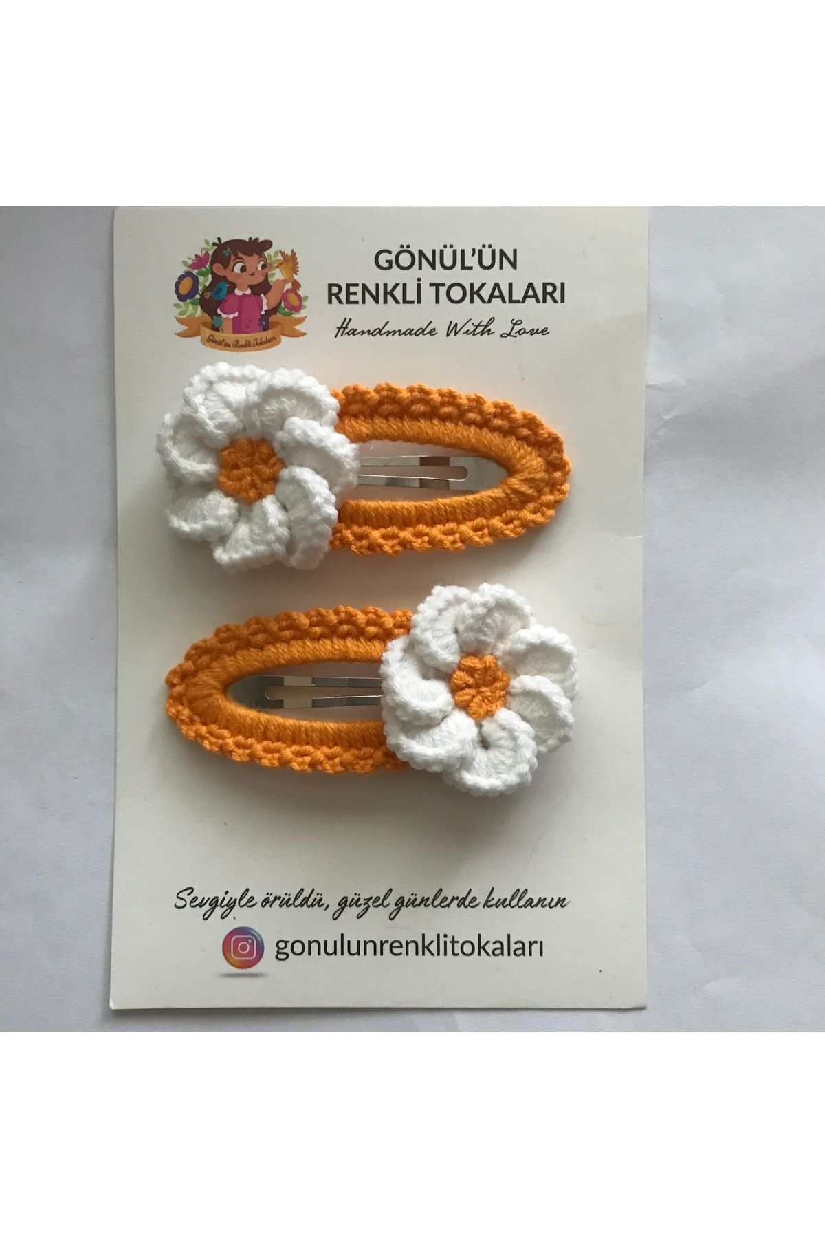 Gönülden Aksesuar 6cm oval gümüş metal çıt çıtlı el örgüsü renkler koyu sarı beyaz katlı çiçek toka