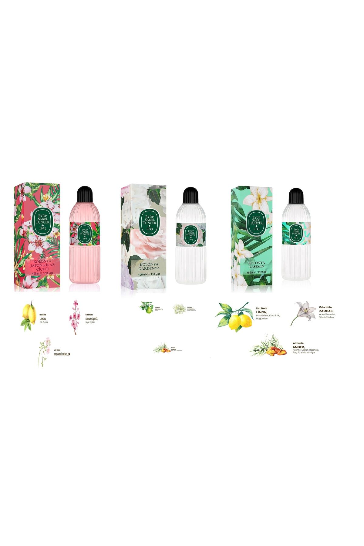 Eyüp Sabri Tuncer EYÜP SABRİ TUNCER SAKURA JAPON KİRAZ ÇİÇEĞİ, GARDENYA, YASEMİN KOLONYALARI 400 ML X 3 ADET