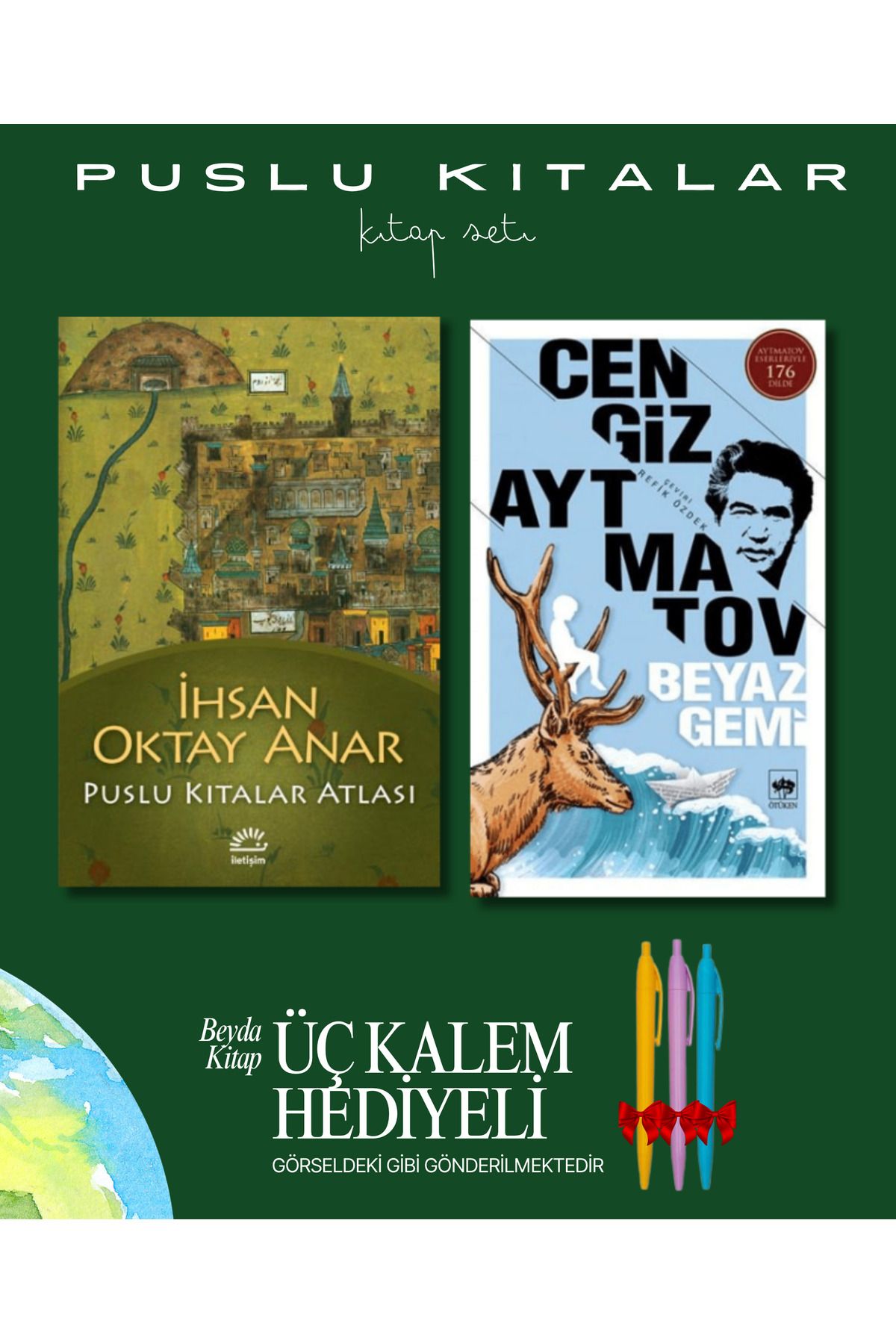 İletişim Yayınları Puslu Kıtalar Atlası - Beyaz Gemi - Kitap Seti - İhsan Oktay Anar - Kalem Hediyeli