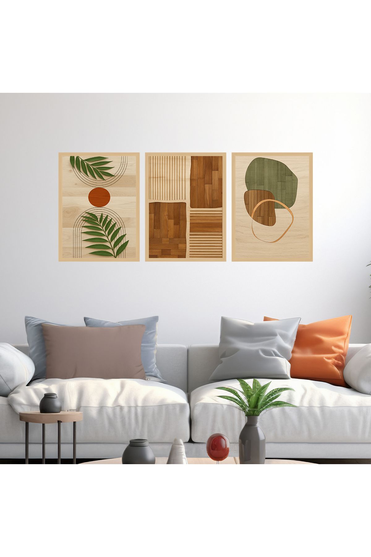 woodsia 3 Parça Ahşap MDF Çerçevesiz Tablo Seti MDFTH345