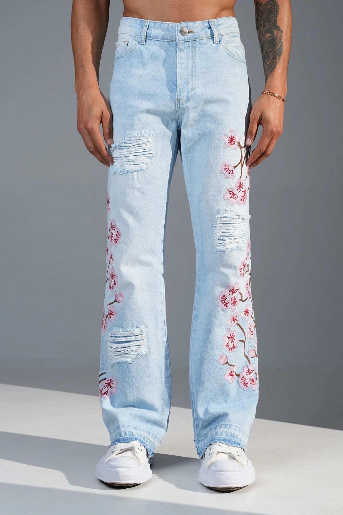 İkao Nakış Detaylı Regular Fit Flare Kot Pantolon