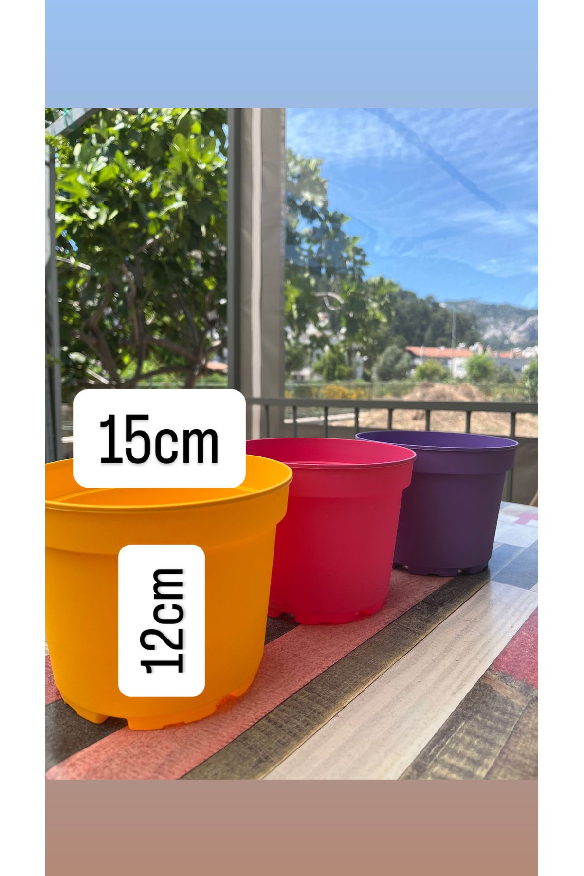 Birtutamrenk 3lü renkli saksı 1,5litre
