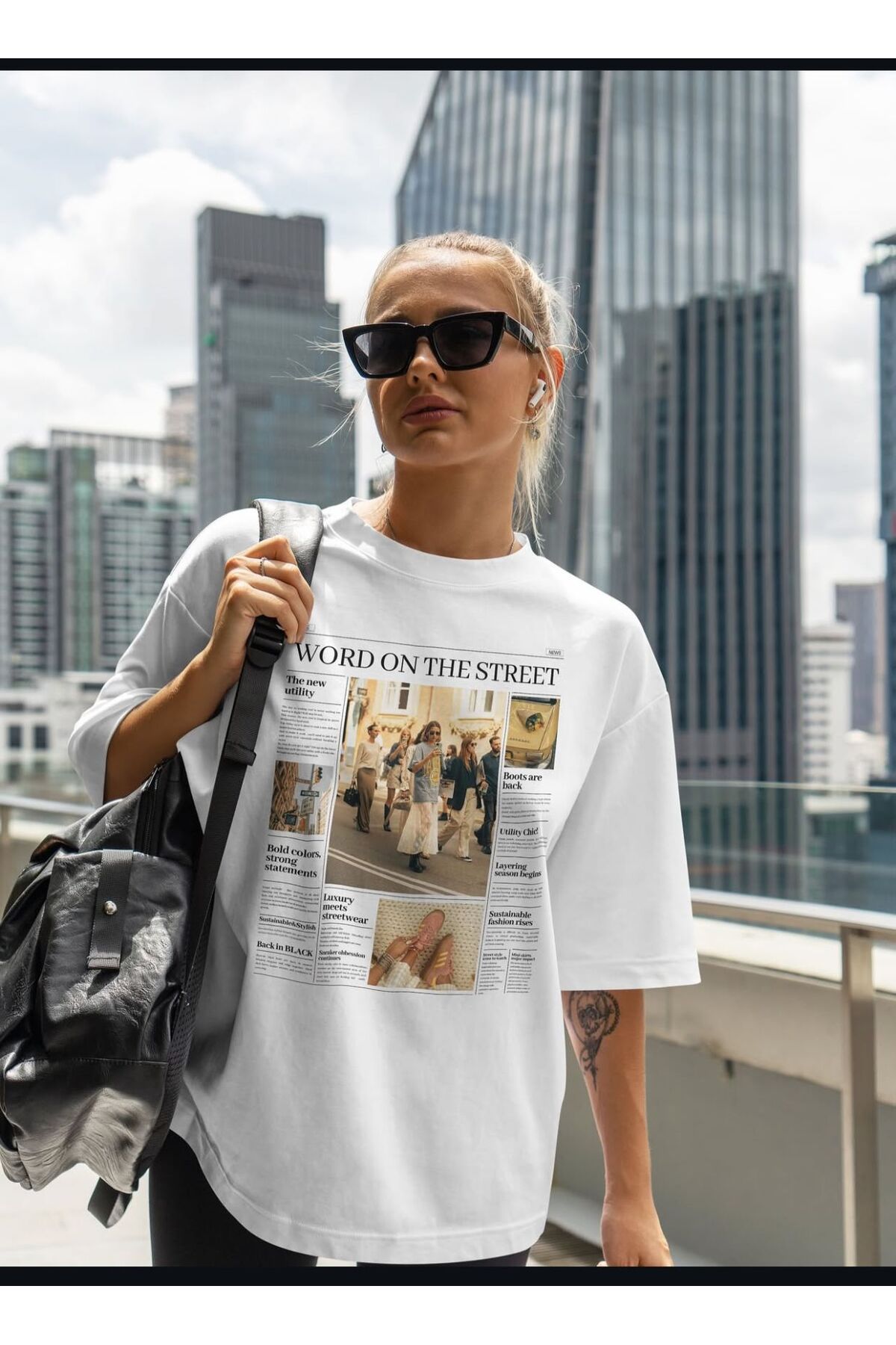 JANSO GROUP - KADIN KISA KOLLU BASKILI PAMUKLU TSHIRT 202505