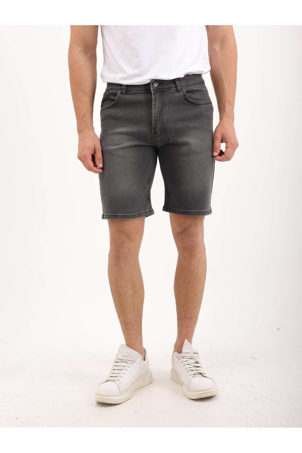 WKM Erkek Regular Fit Asit Yıkama Kot şort