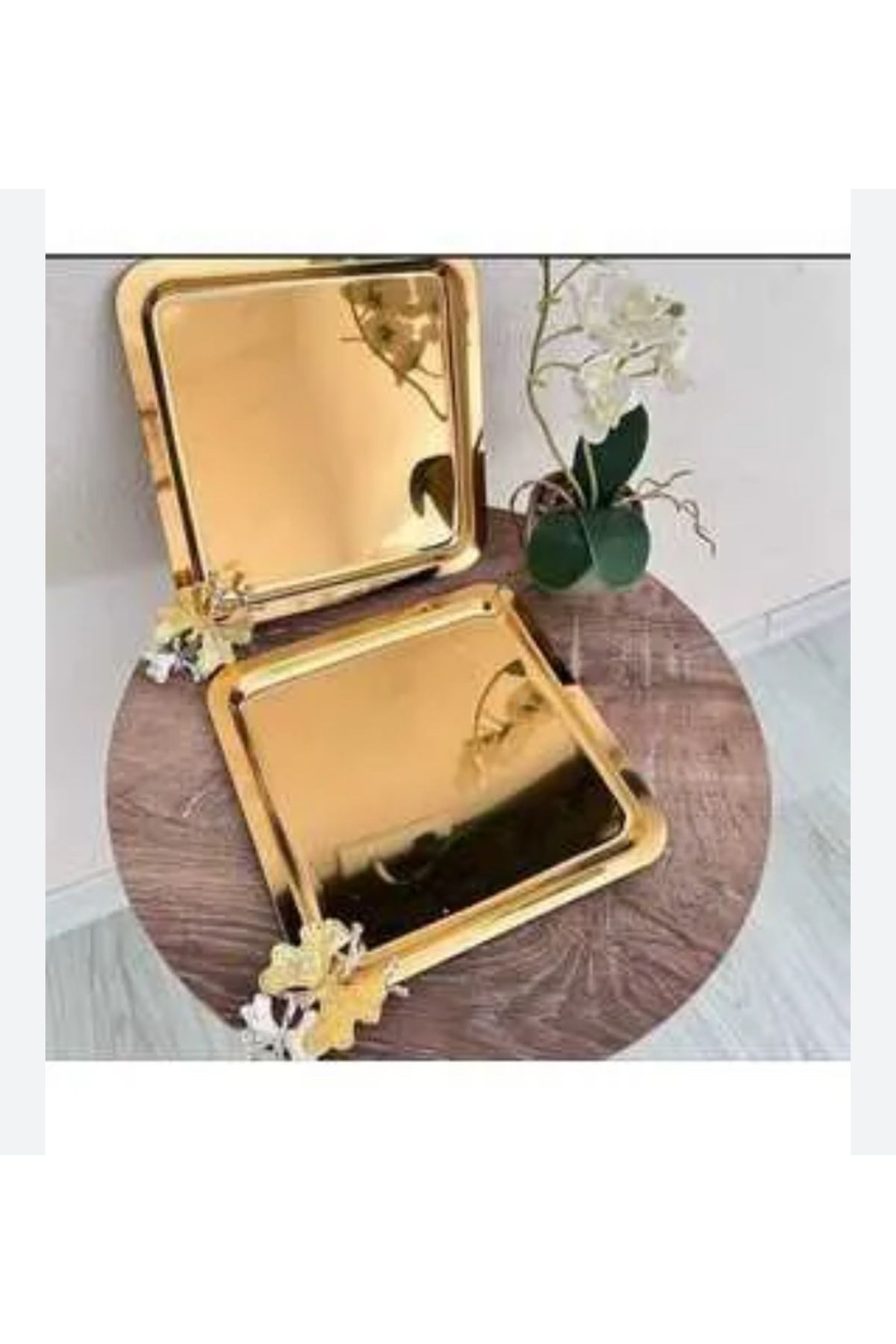 ARCET Altılı Gold Dekoratif Paslanmaz Tepsi