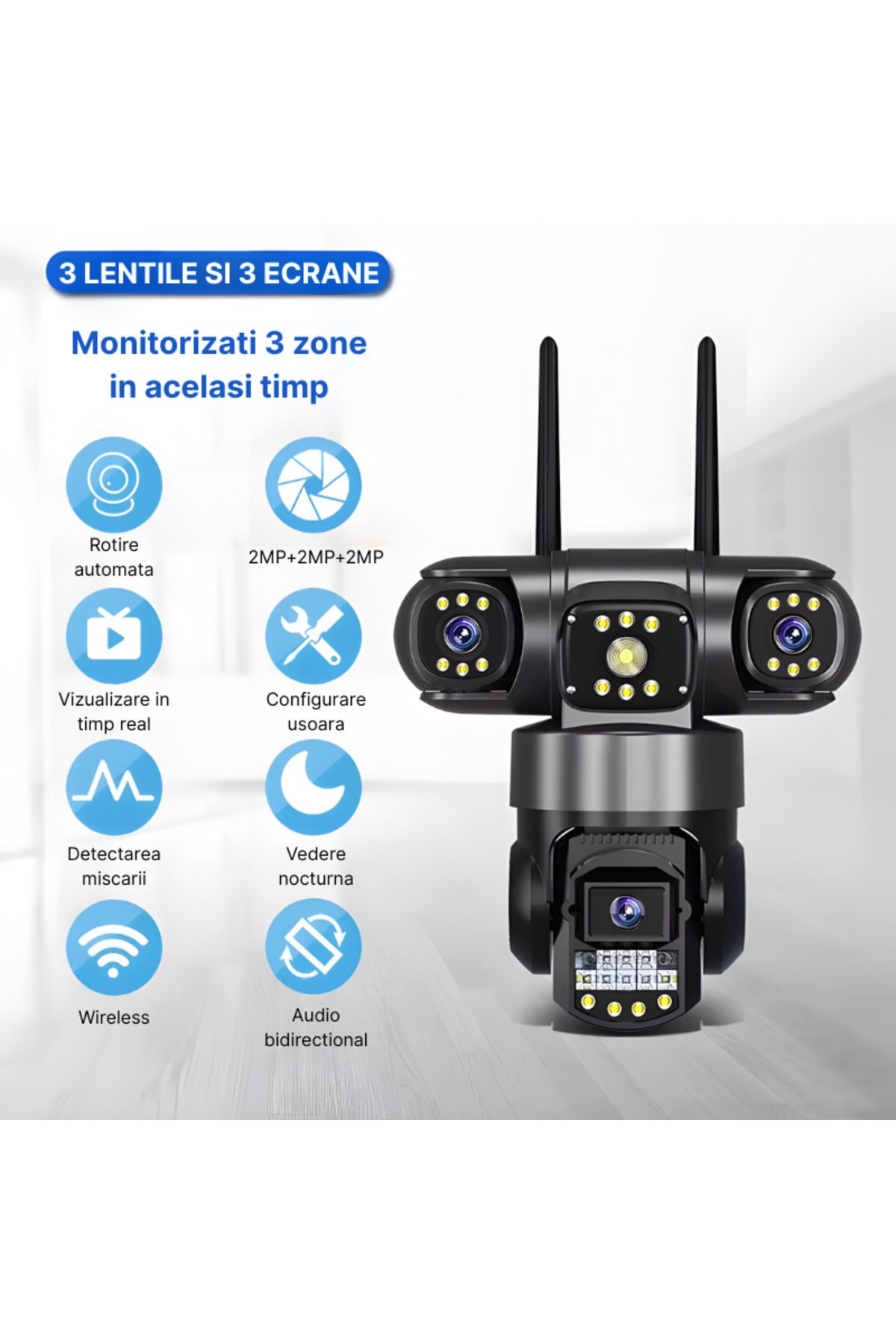 MaGeCa-Surveillance Camera, Wifi, 6mp Full Hd, 3 Simultaneously Monitored Areas, Motion Detection 3