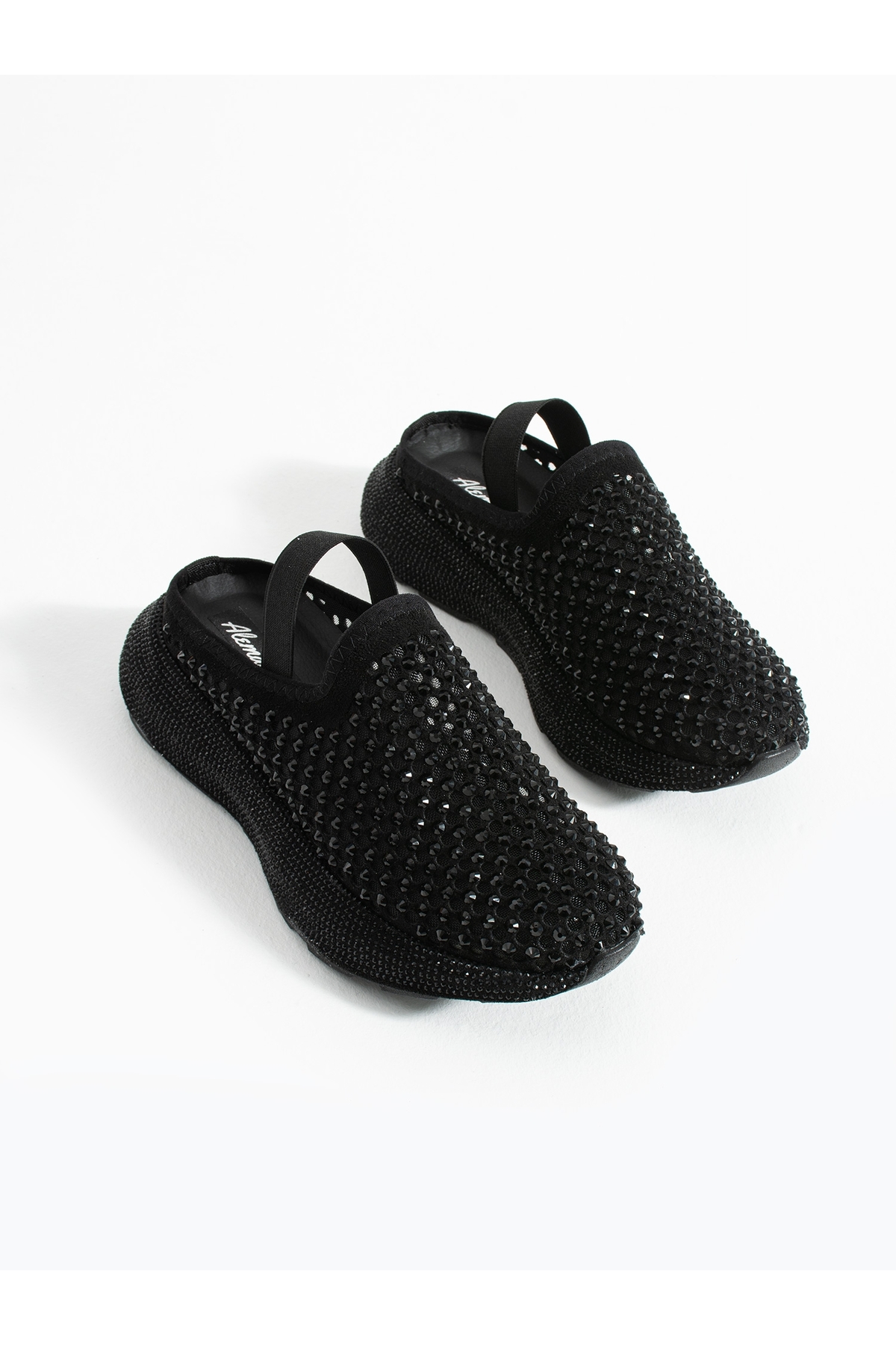 ALEMDAR AYAKKABI  ARLİX Siyah Taş Detay Kadın Sandalet - Görsel 4