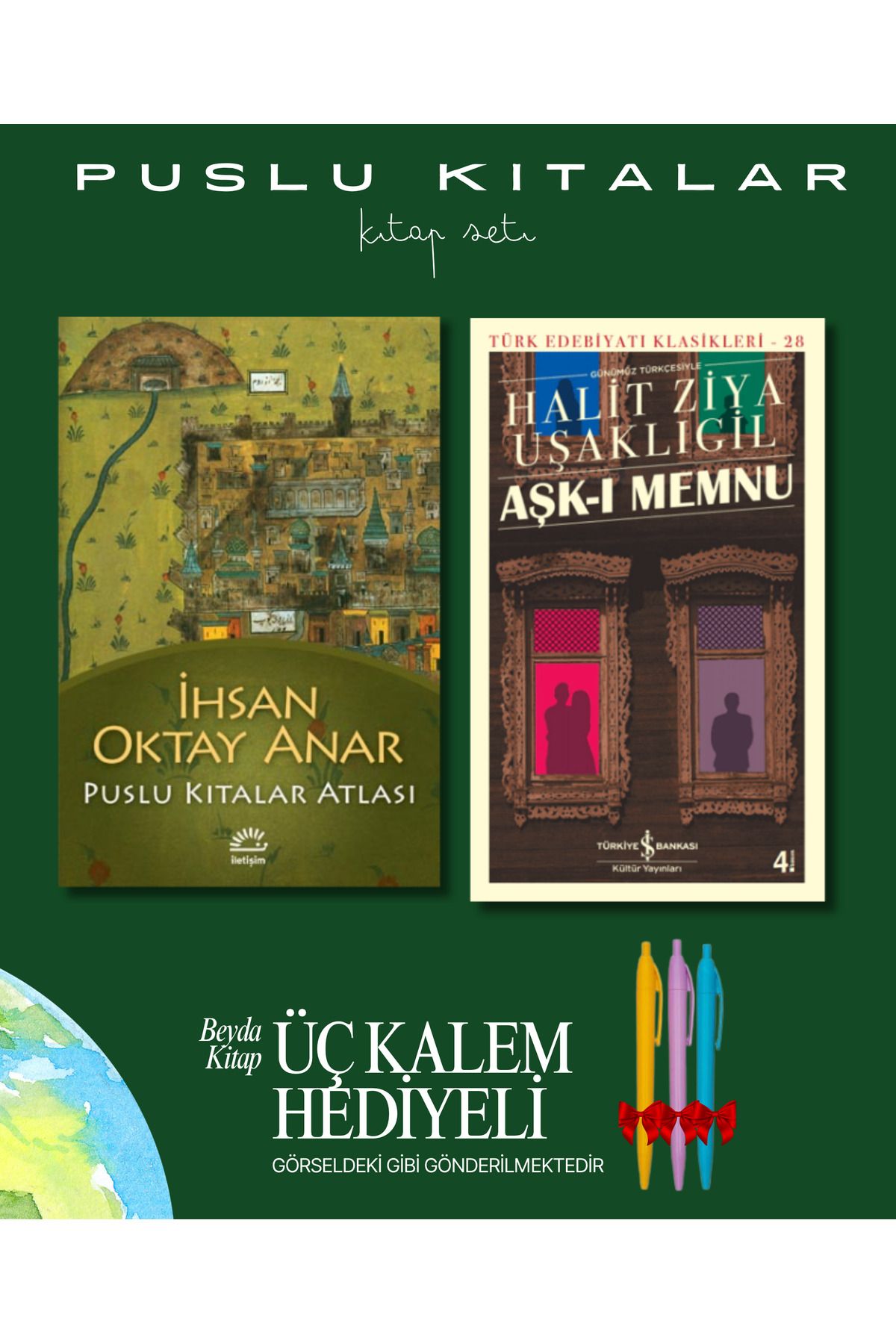 İletişim Yayınları Puslu Kıtalar Atlası - Aşk-ı Memnu - Kitap Seti - İhsan Oktay Anar - Kalem Hediyeli