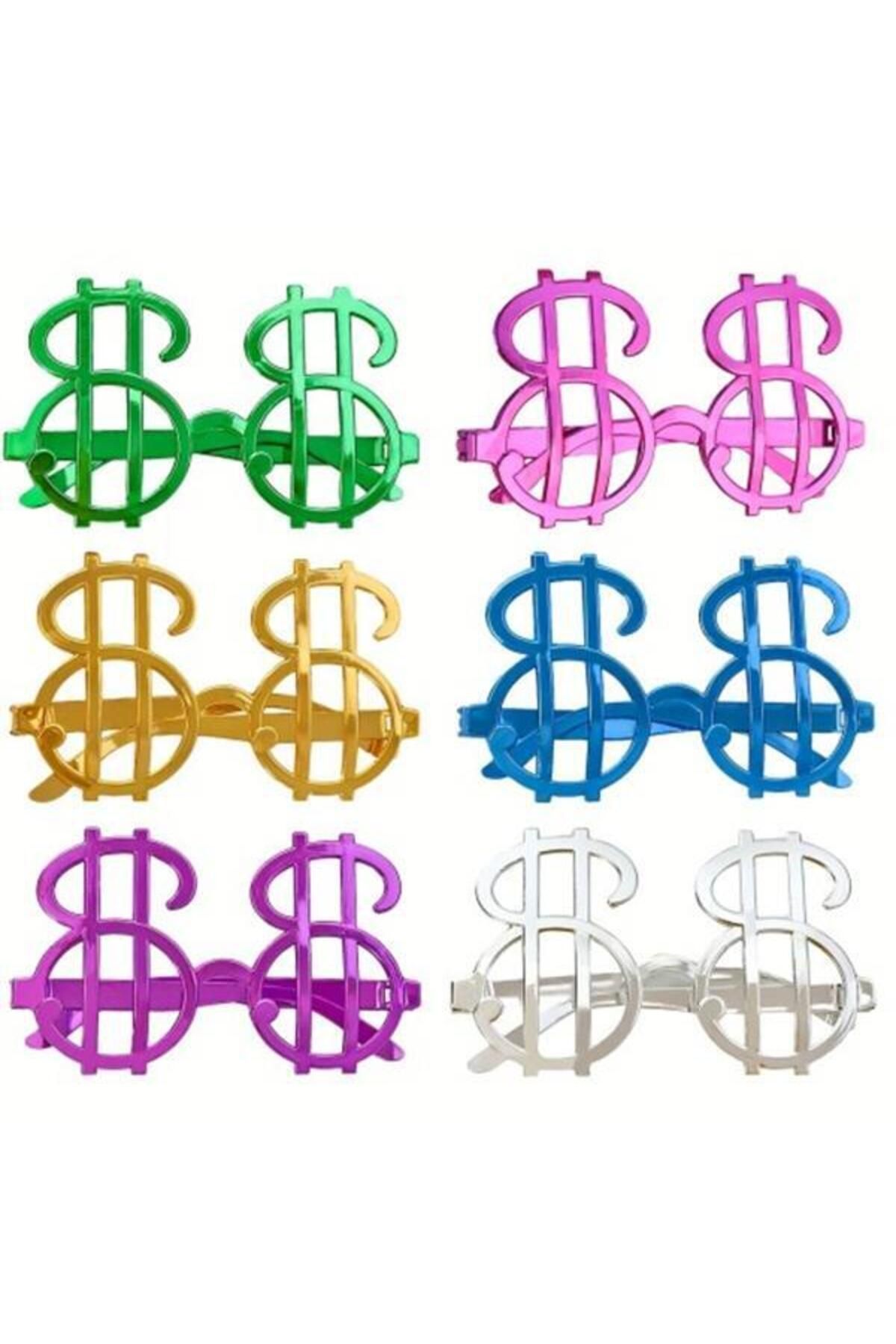Modafiks Dolar Şekilli Metalize Parti Gözlüğü 6 Adet