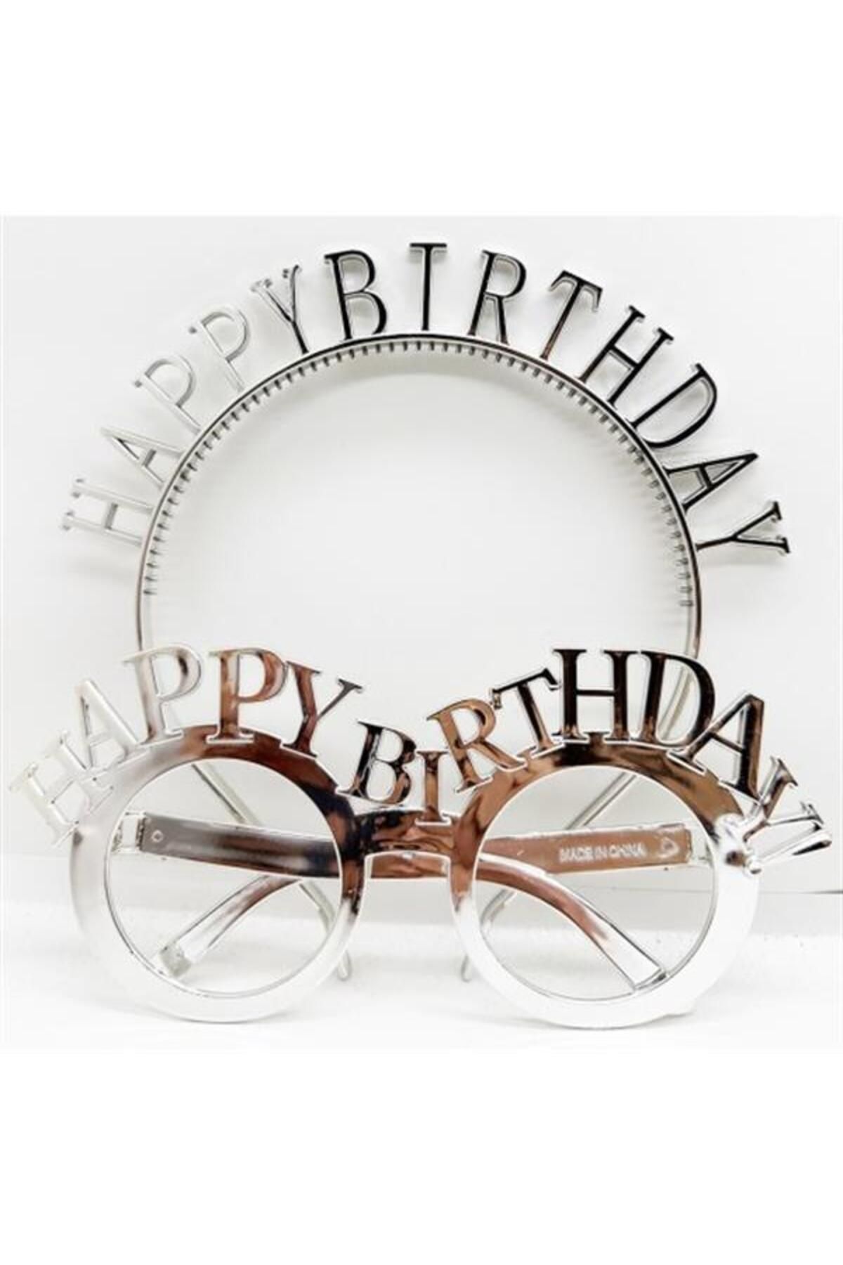 Modafiks Happy Birthday Taç Ve Gözlük Seti Gümüş Renk