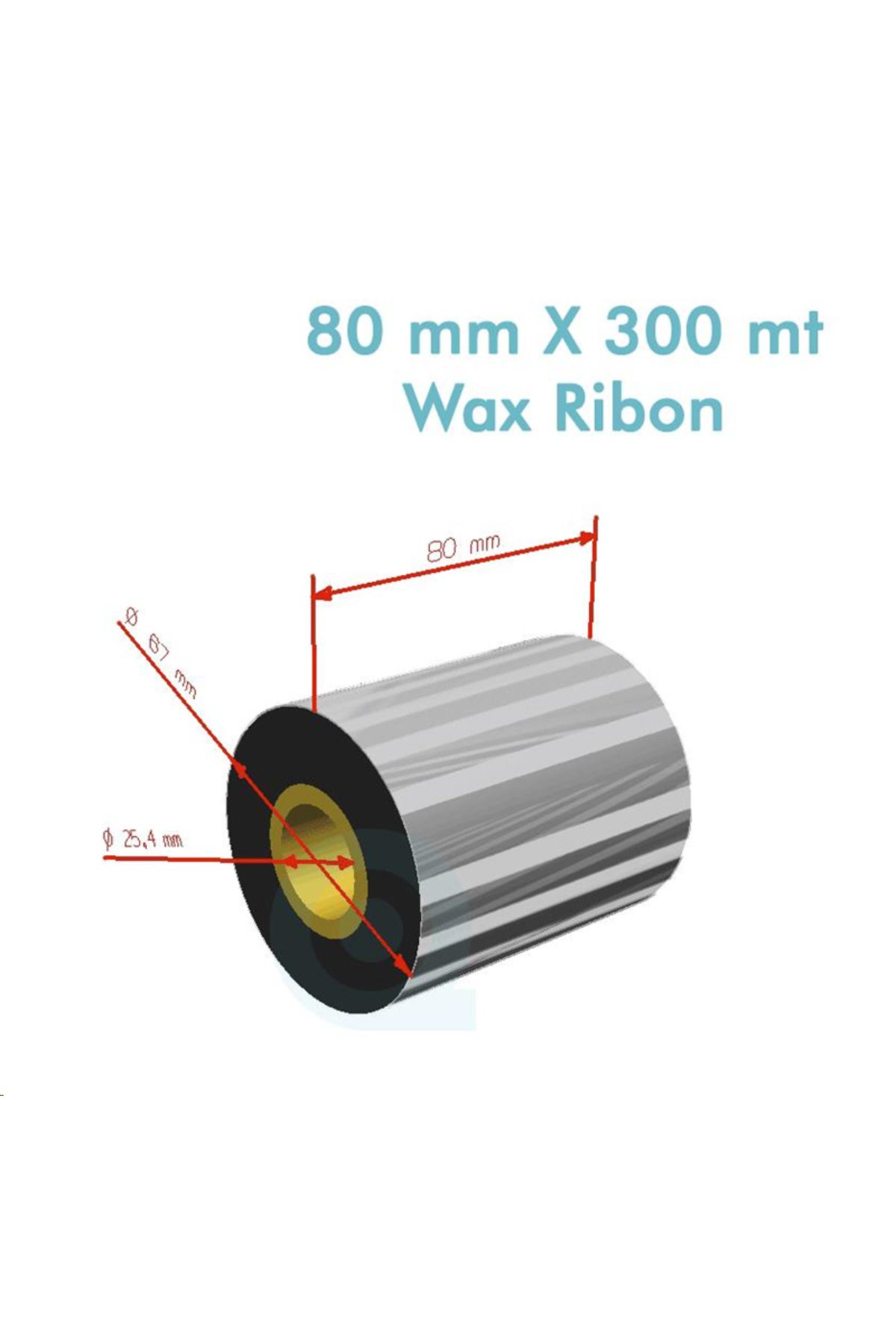 PLUSCOPY ''Ribbon'' WX-10FBK (Standart Wax) **80mm x 300m** 1 inç Outside
