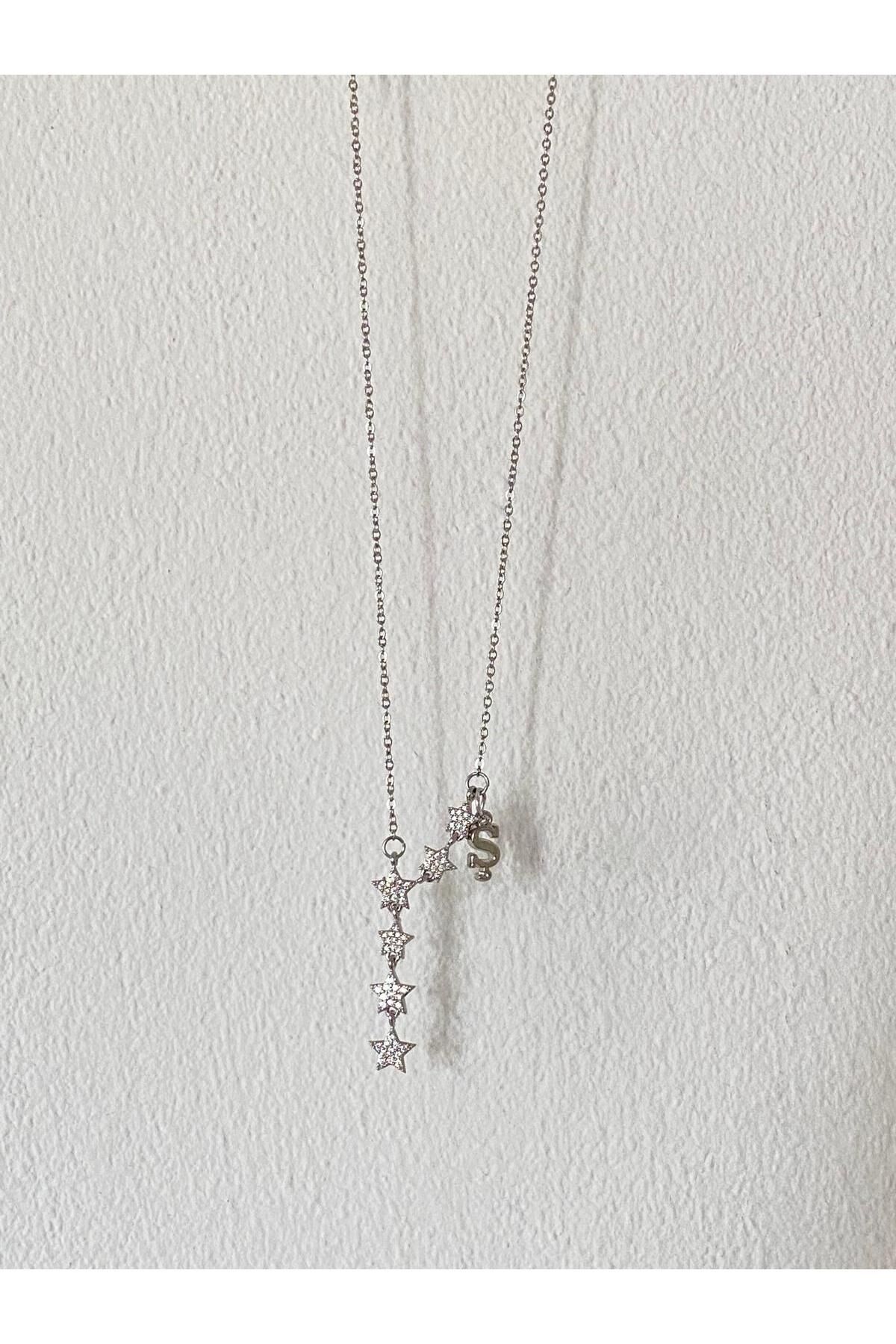 bijoux uniques Kayan Yıldız Ş Harfli Çelik Kolye