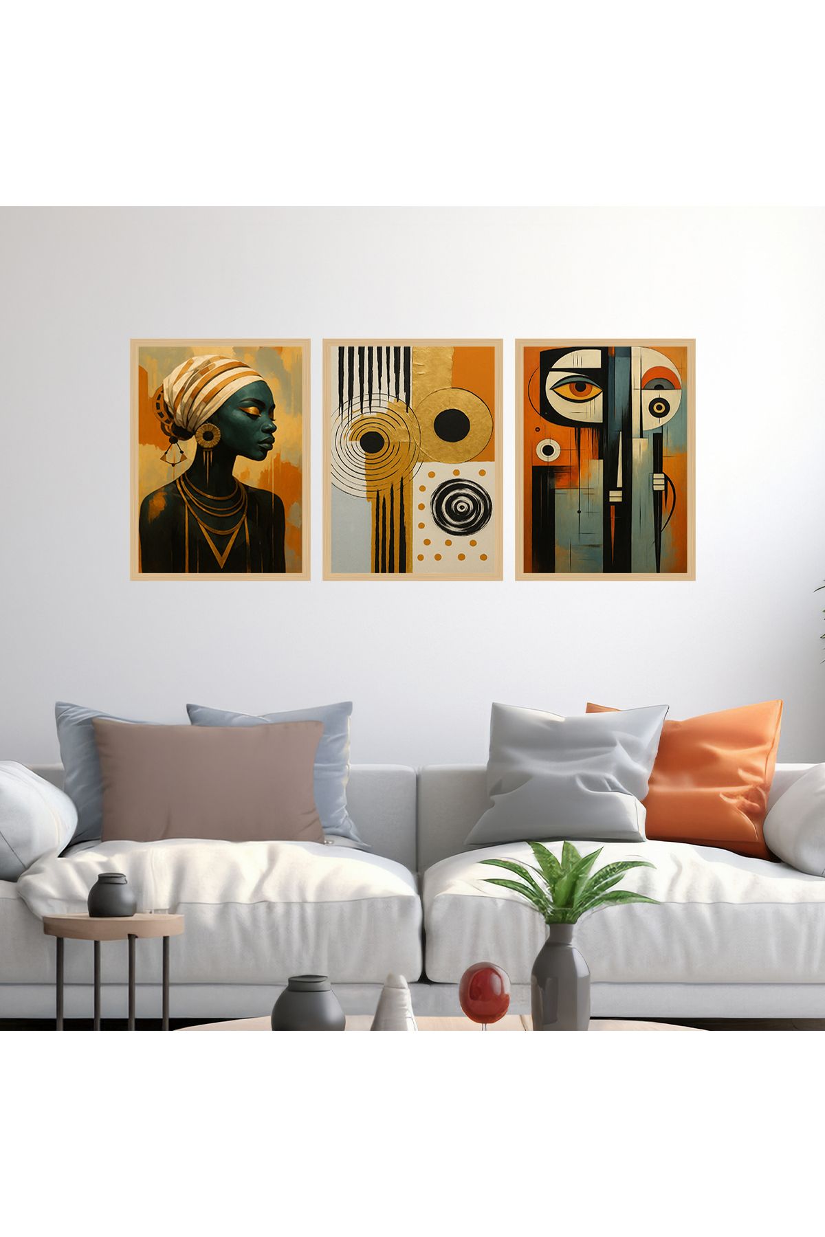 woodsia 3 Parça Ahşap MDF Çerçevesiz Tablo Seti MDFTH349