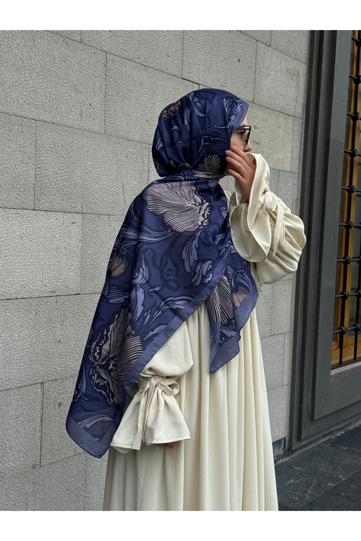 Qalortex Scarf Pamuklu Soft Luna Desen Şal-Lila