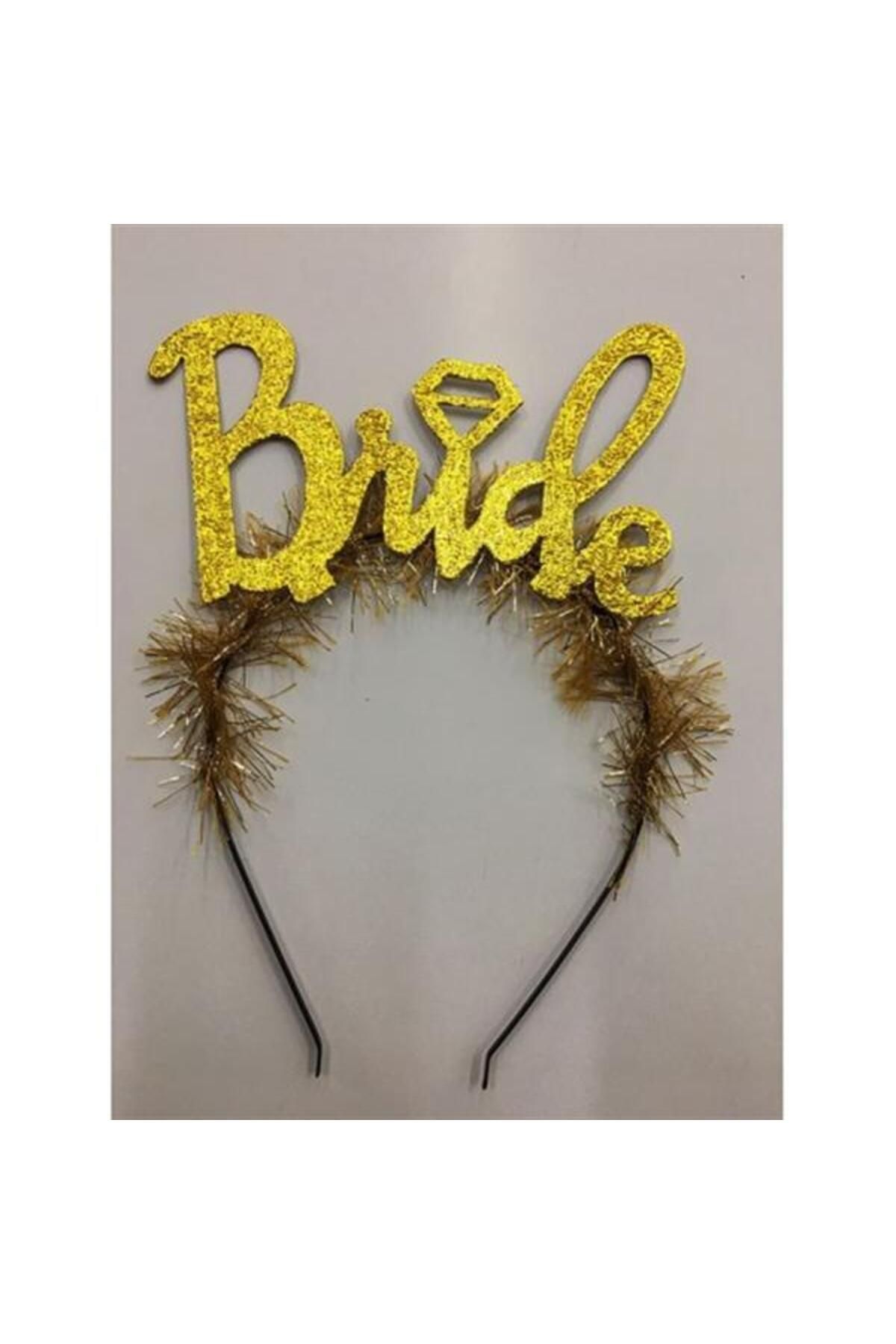 Modafiks Altın Renk Bekarlığa Veda İtalik Yazı Alyanslı Bride Taç