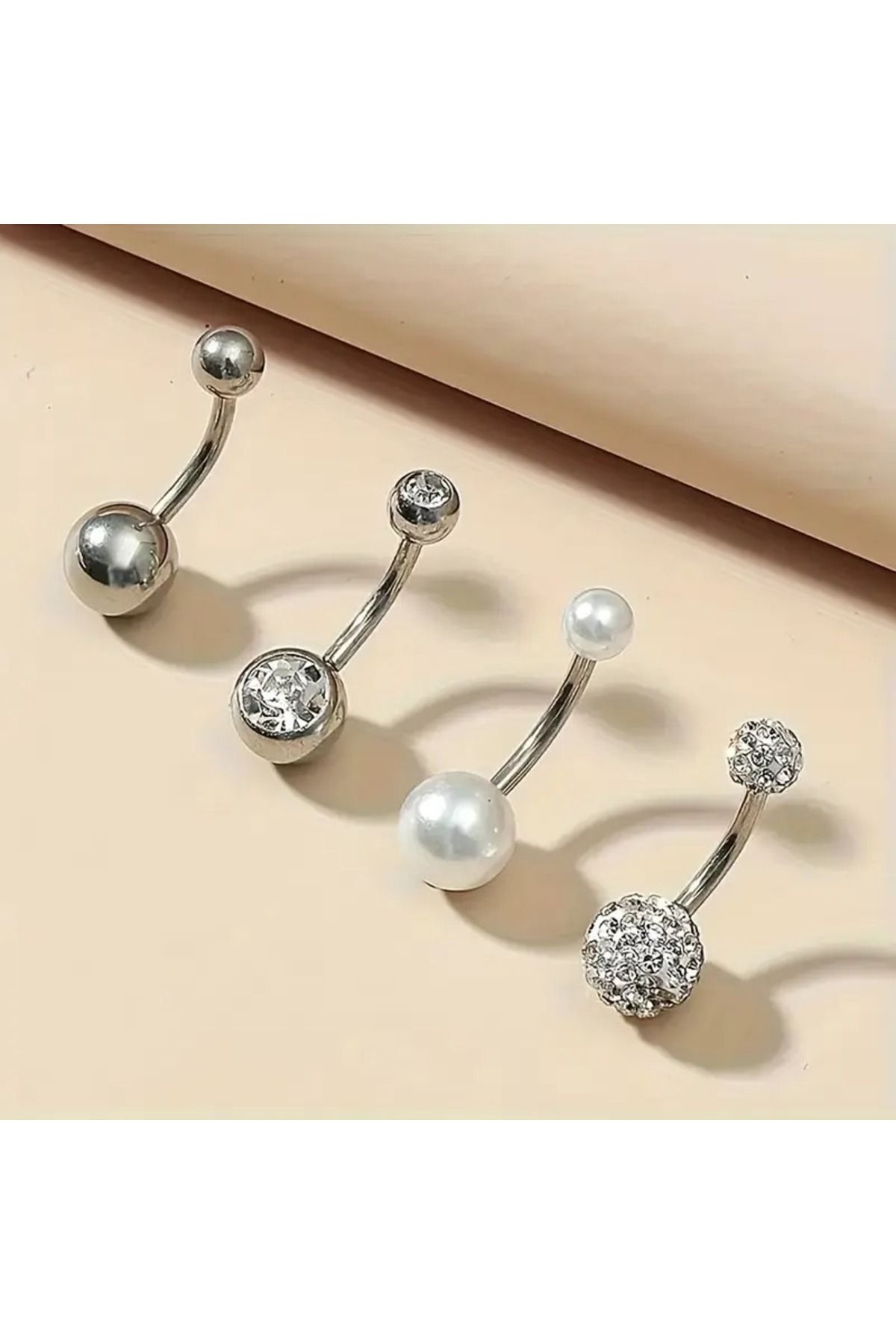 Feron accessories 4 Adet Klasik Şık Sade Göbek Piercing P-104
