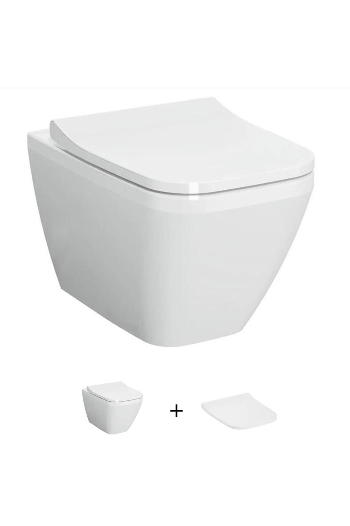 VitrA İntegra Square Kare Rim-Ex Asma Klozet + Slim Duroplast Yavaş Kapanan Klozet Kapağı SET