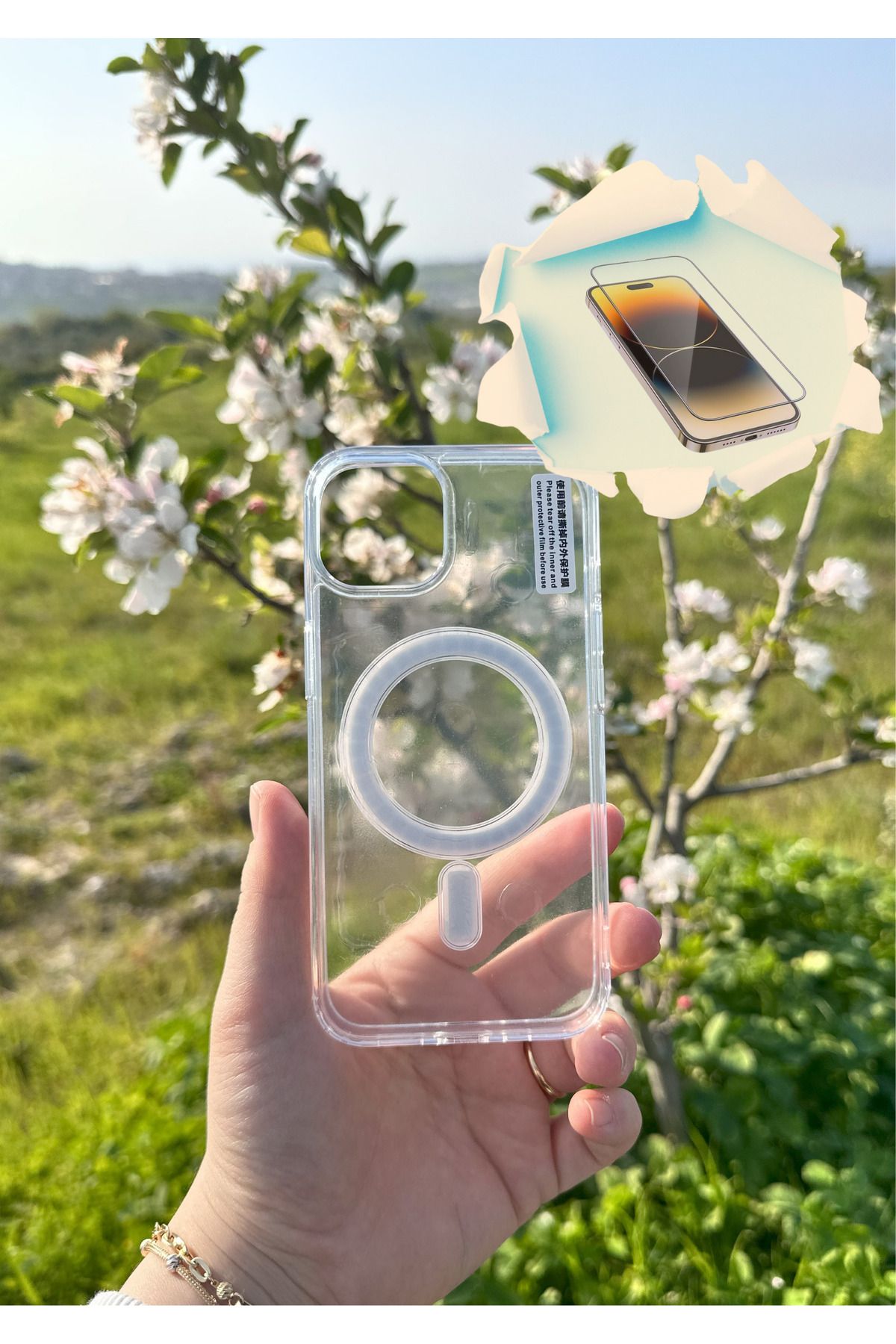 CNL iPhone 14 Uyumlu Magsafe özellikli Kaliteli Sararmaz Şeffaf Kılıf - Kırılmaz Cam Hediyeli