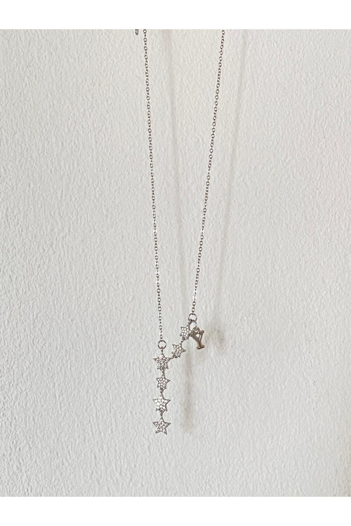 bijoux uniques Kayan Yıldız Y Harfli Çelik Kolye