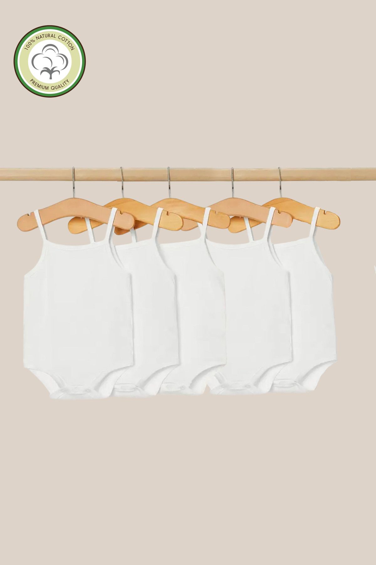 bebeqon % 100 Pamuk 5 li Beyaz Askılı Body
