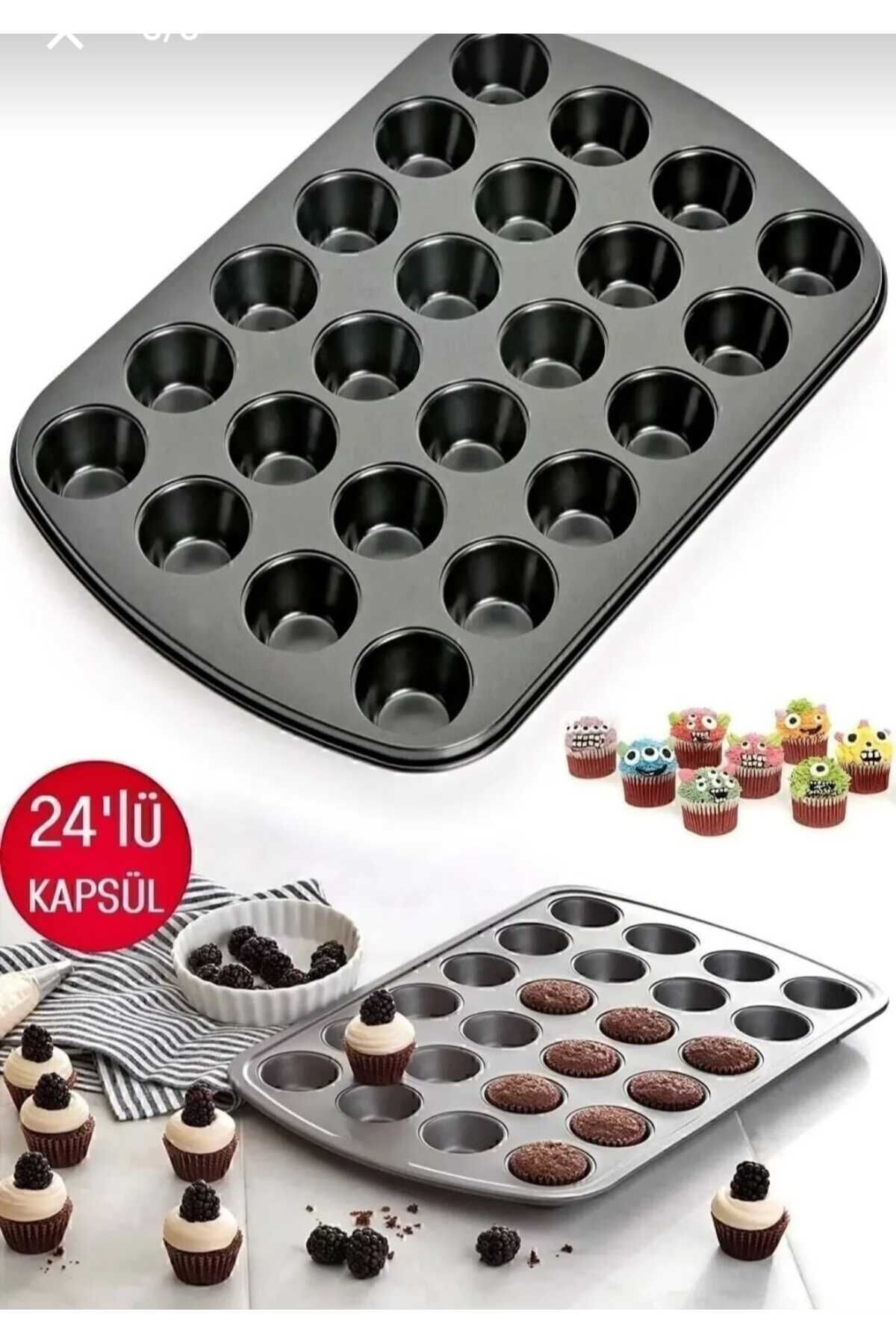 elfnur 24'lü Muffin Kapsülü Fırın Mini Kek Browni Kekstra Kurabiye Kalıbı Kalıbı Çok Amaçlı Kalıp