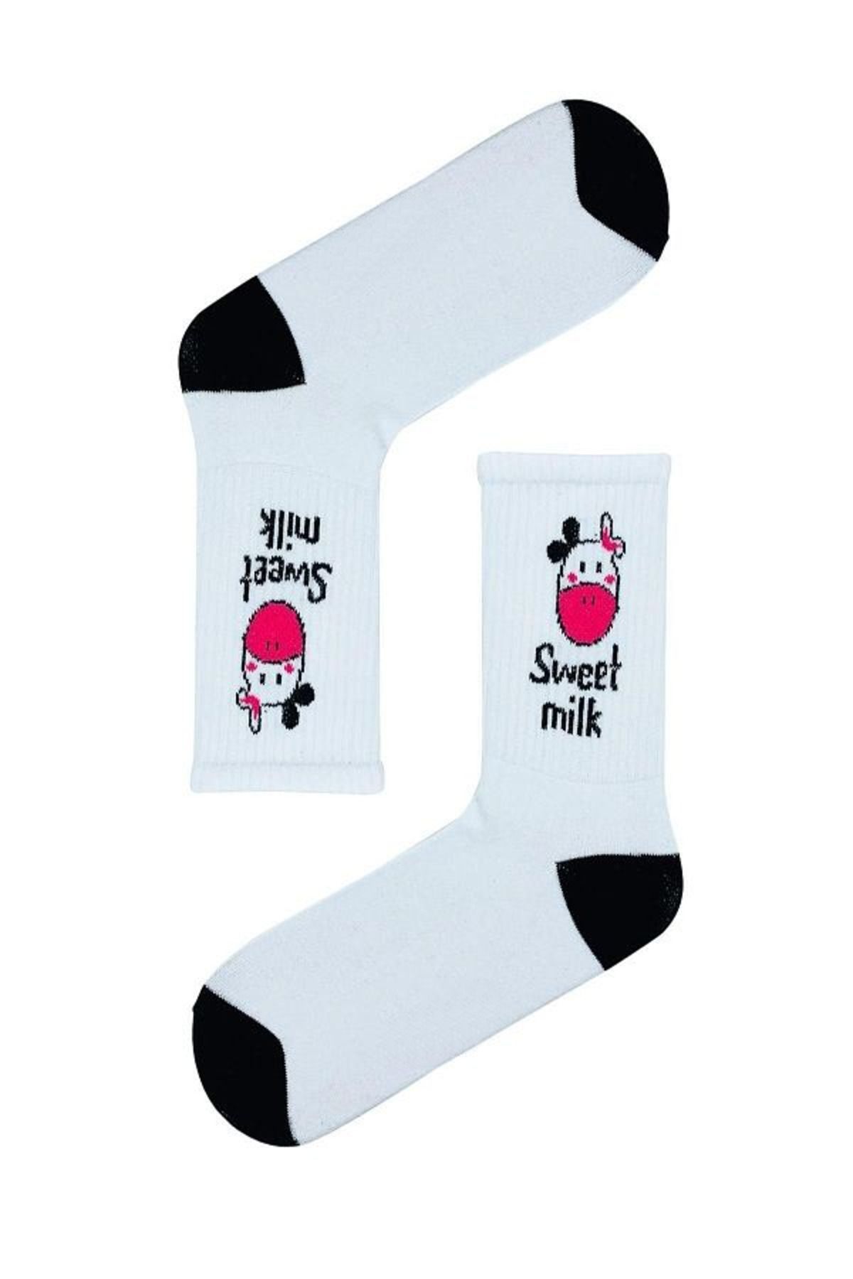 AKSU ÇORAP Sweet Milk Desenli Renkli Spor Çorap