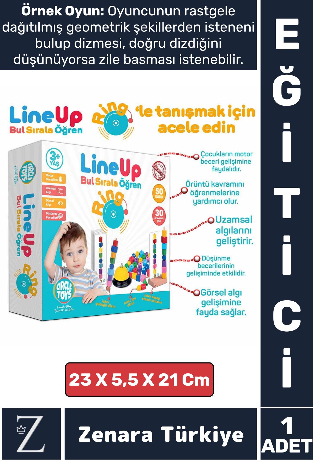 Zenara Eğitici Görsel Algı Dikkat Zeka Beceri Geliştiren Eğlenceli Zilli İpe Çubuğa Boncuk Şekil Dizme Oyun