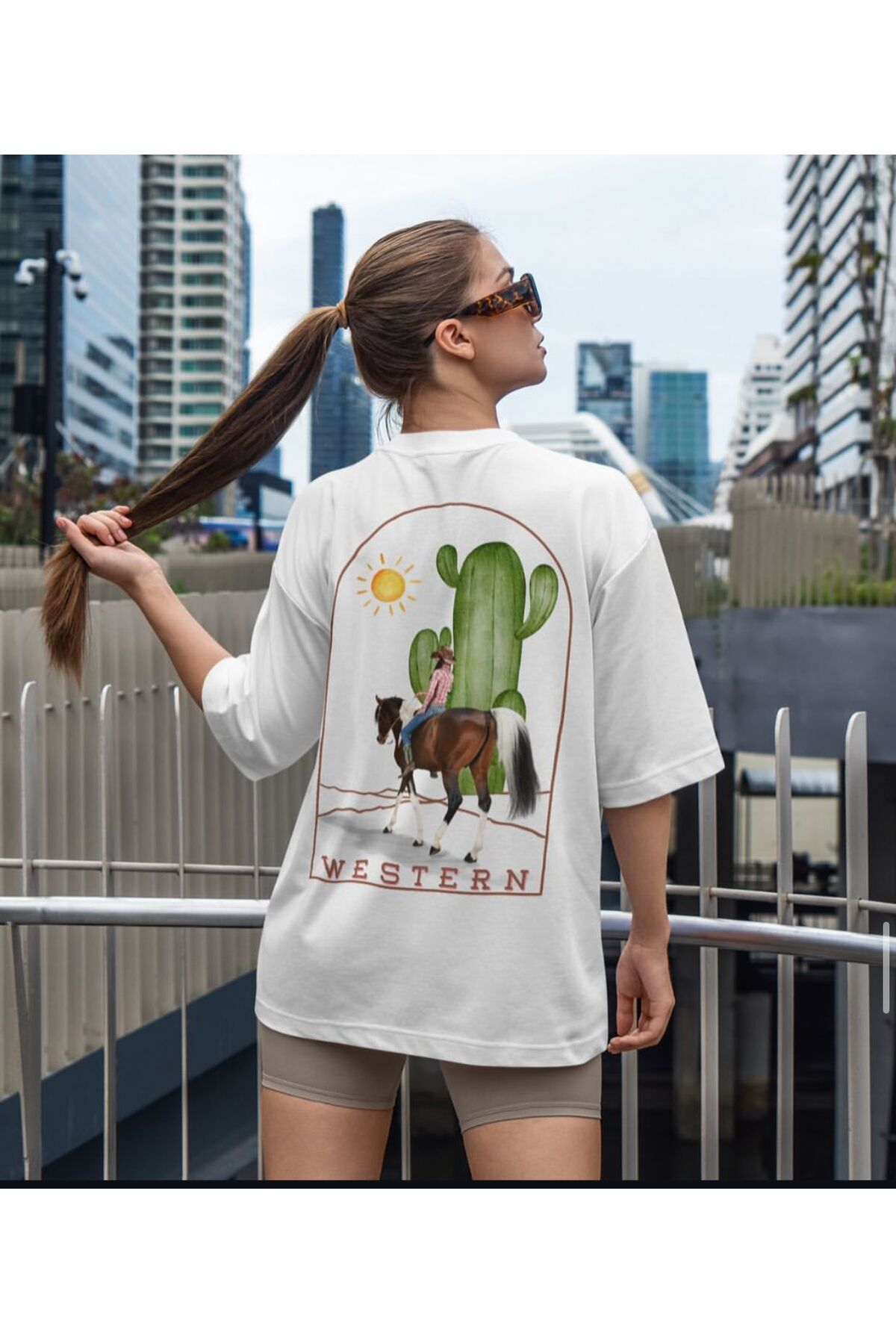 JANSO GROUP - KADIN KISA KOLLU BASKILI PAMUKLU TSHIRT 202505