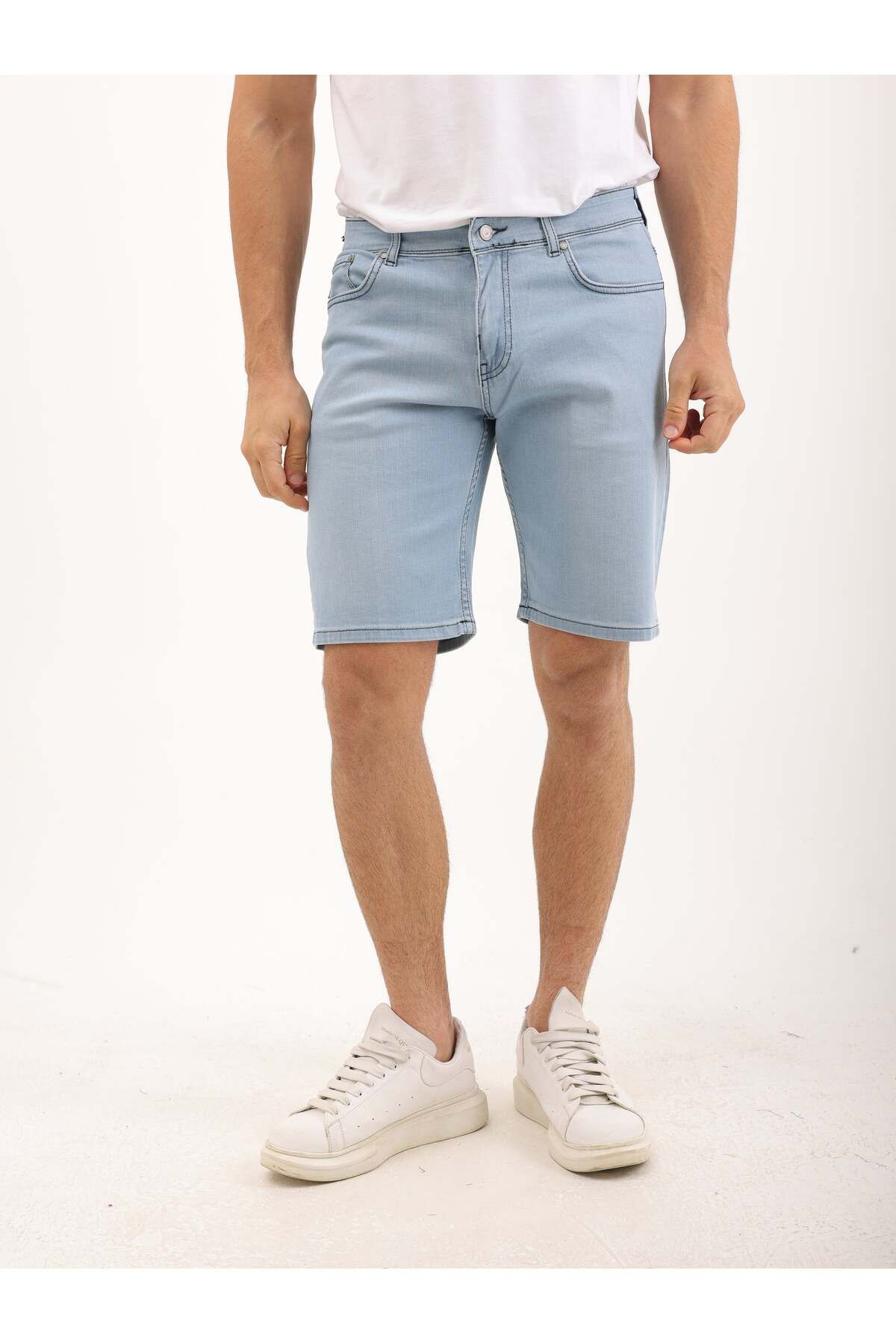 WKM Erkek Regular Fit Asit Yıkama Kot şort