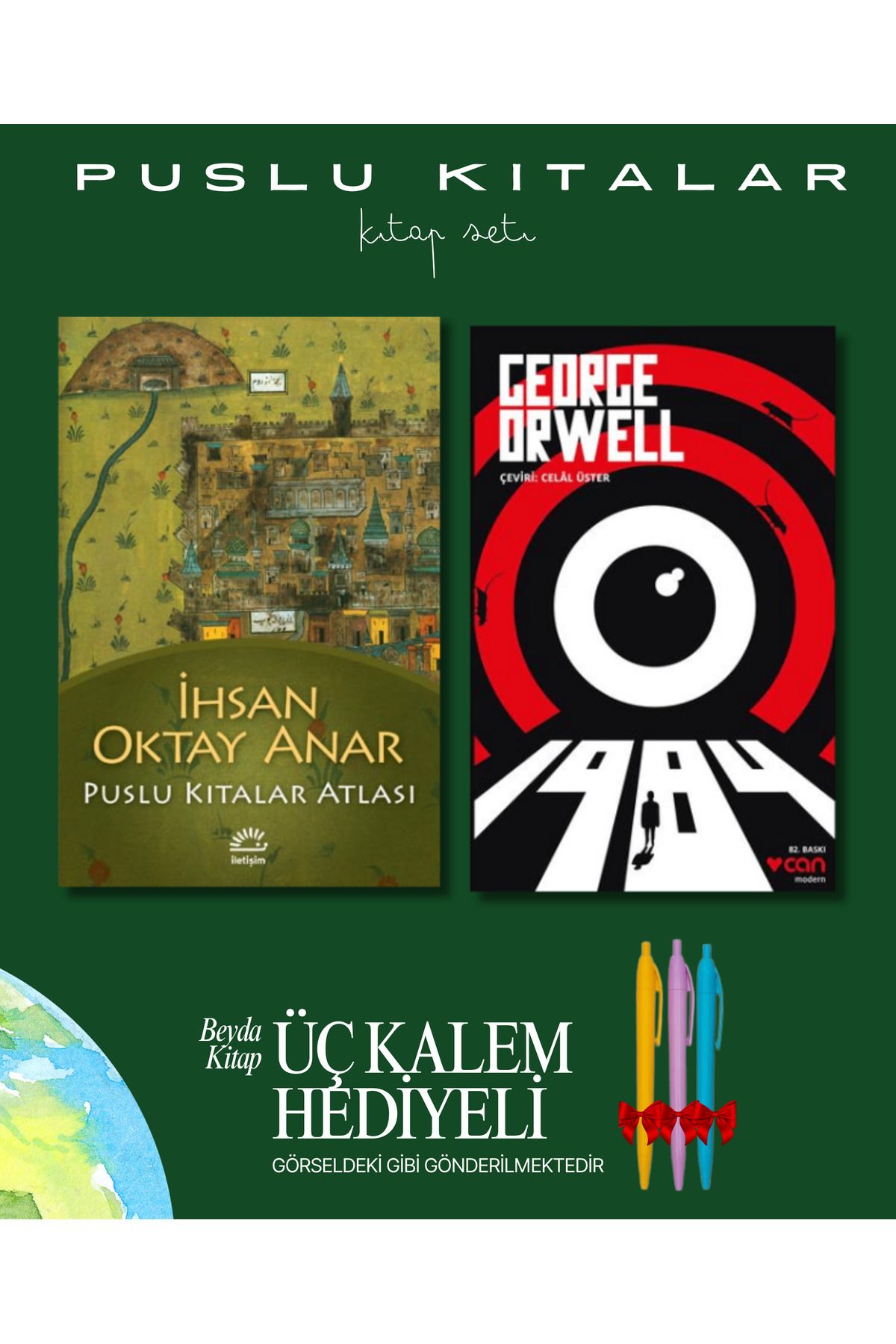 İletişim Yayınları Puslu Kıtalar Atlası - 1984 - Kitap Seti - İhsan Oktay Anar - Kalem Hediyeli